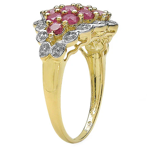 14K Yellow Gold Plated 2.08 Carat Genuine Ruby .925 Sterling Silver Ring - Image 3
