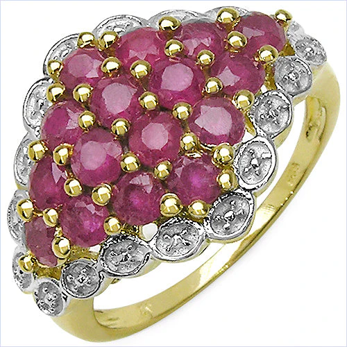 14K Yellow Gold Plated 2.08 Carat Genuine Ruby .925 Sterling Silver Ring - Image 4