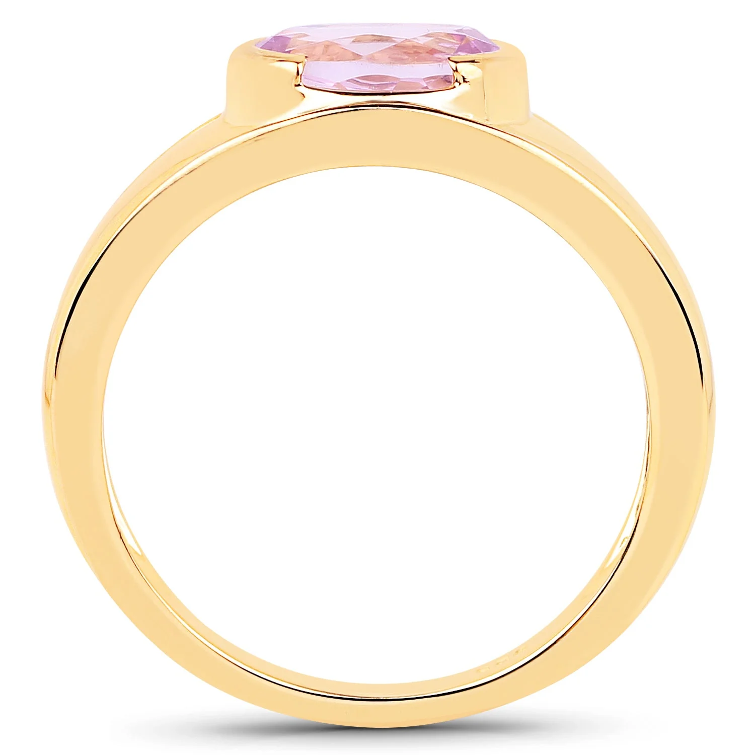 14K Yellow Gold Plated 2.40 Carat Genuine Kunzite .925 Sterling Silver Ring - Image 2