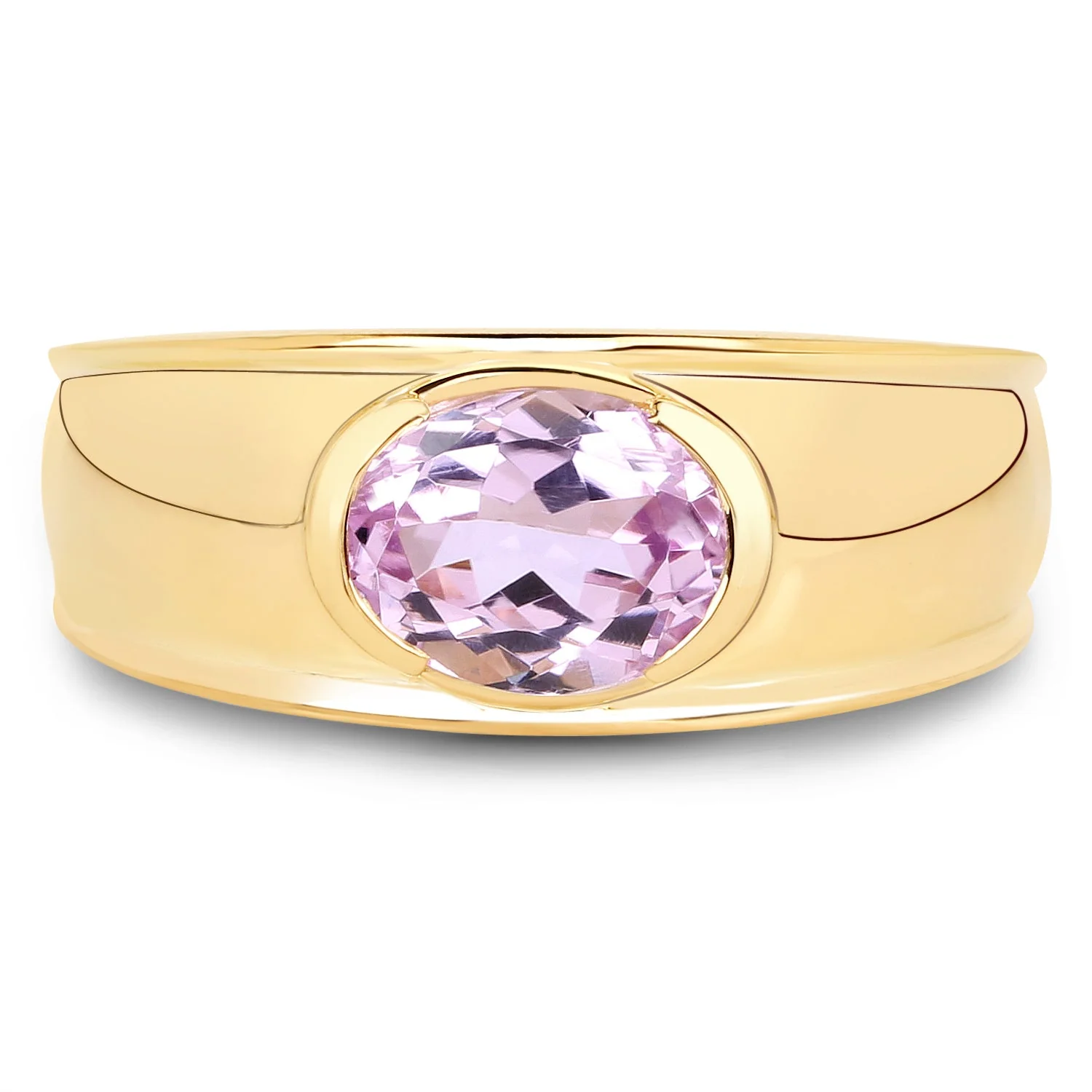 14K Yellow Gold Plated 2.40 Carat Genuine Kunzite .925 Sterling Silver Ring - Image 4