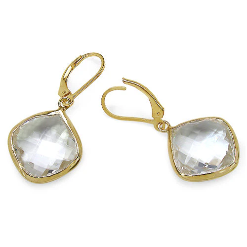 14K Yellow Gold Plated 23.86 Carat Genuine Crystal Quartz Sterling Silver Earrings - Image 2