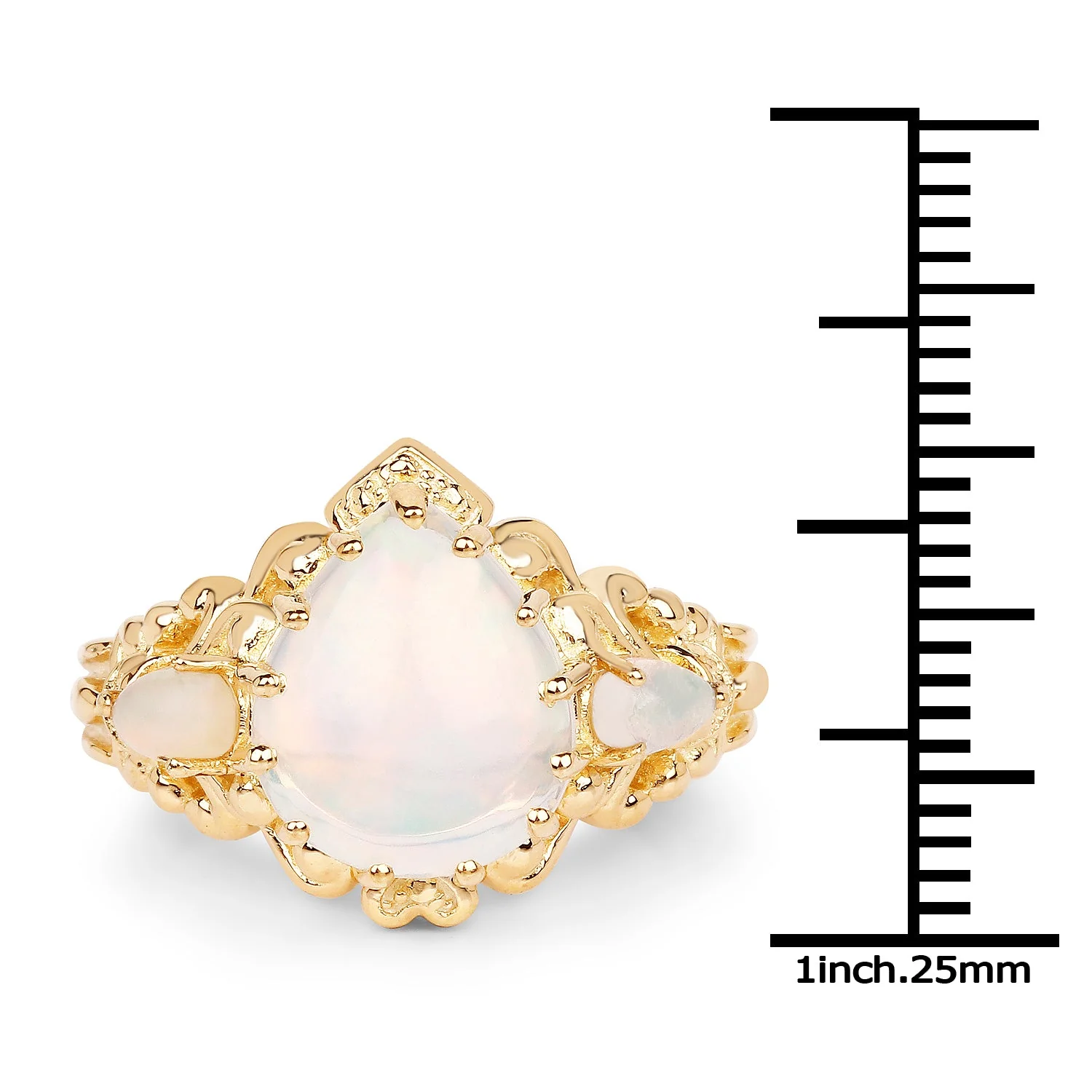 14K Yellow Gold Plated 3.26 Carat Genuine Ethiopian Opal .925 Sterling Silver Ring - Image 3