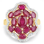 14K Yellow Gold Plated 4.18 Carat Genuine Glass Filled Ruby .925 Sterling Silver Ring - Image 6