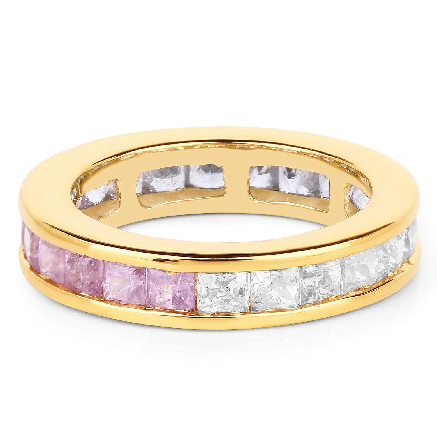 14K Yellow Gold Plated 4.32 Carat Genuine Multi Sapphire .925 Sterling Silver Ring - Image 3