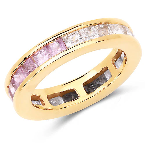 14K Yellow Gold Plated 4.32 Carat Genuine Multi Sapphire .925 Sterling Silver Ring - Image 4