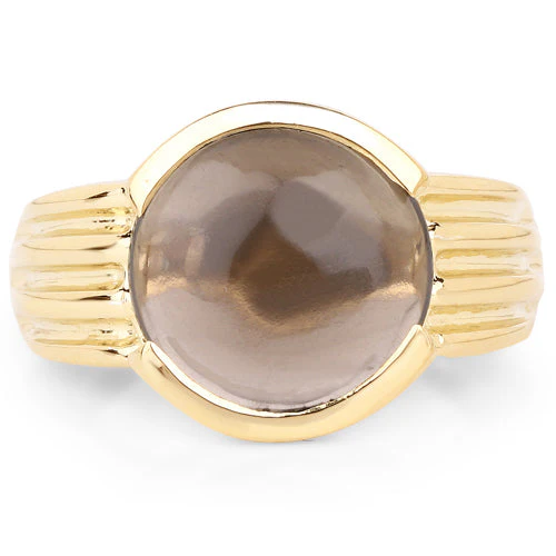 14K Yellow Gold Plated 4.89 Carat Genuine Smoky Quartz .925 Sterling Silver Ring - Image 6