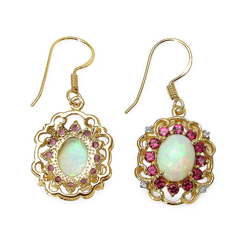 14K Yellow Gold Plated 4.94 Carat Genuine Multi Stones .925 Sterling Silver Earrings - Image 3