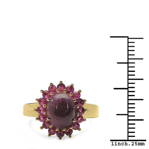 14K Yellow Gold Plated 5.07 Carat Genuine Ruby .925 Sterling Silver Ring - Image 6