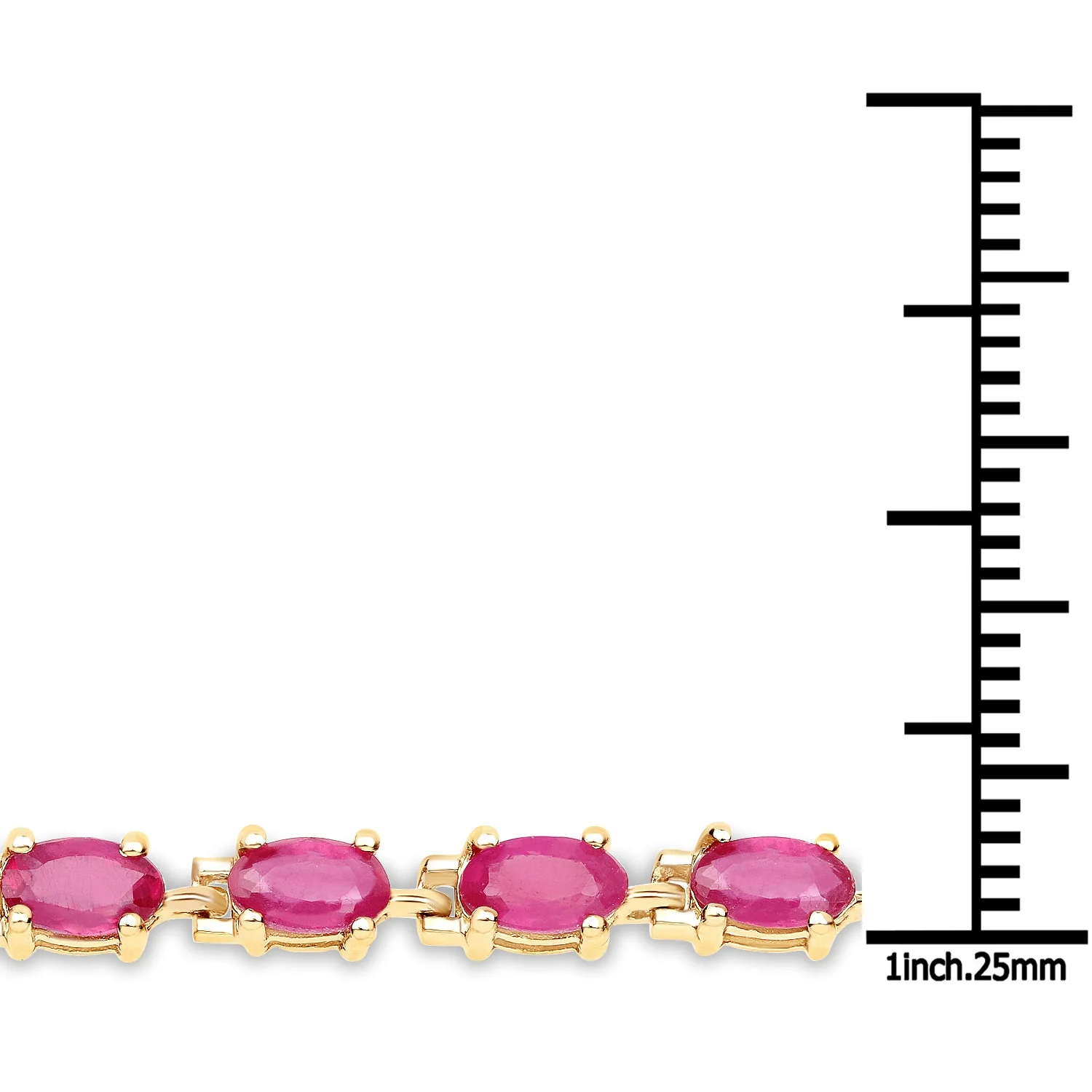 14K Yellow Gold Plated 7.00 Carat Glass Filled Ruby .925 Sterling Silver Bracelet - Image 3