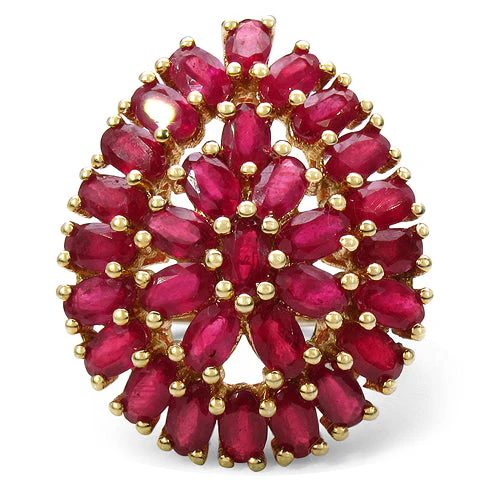 14K Yellow Gold Plated 9.30 Carat Genuine Ruby .925 Sterling Silver Ring - Image 2