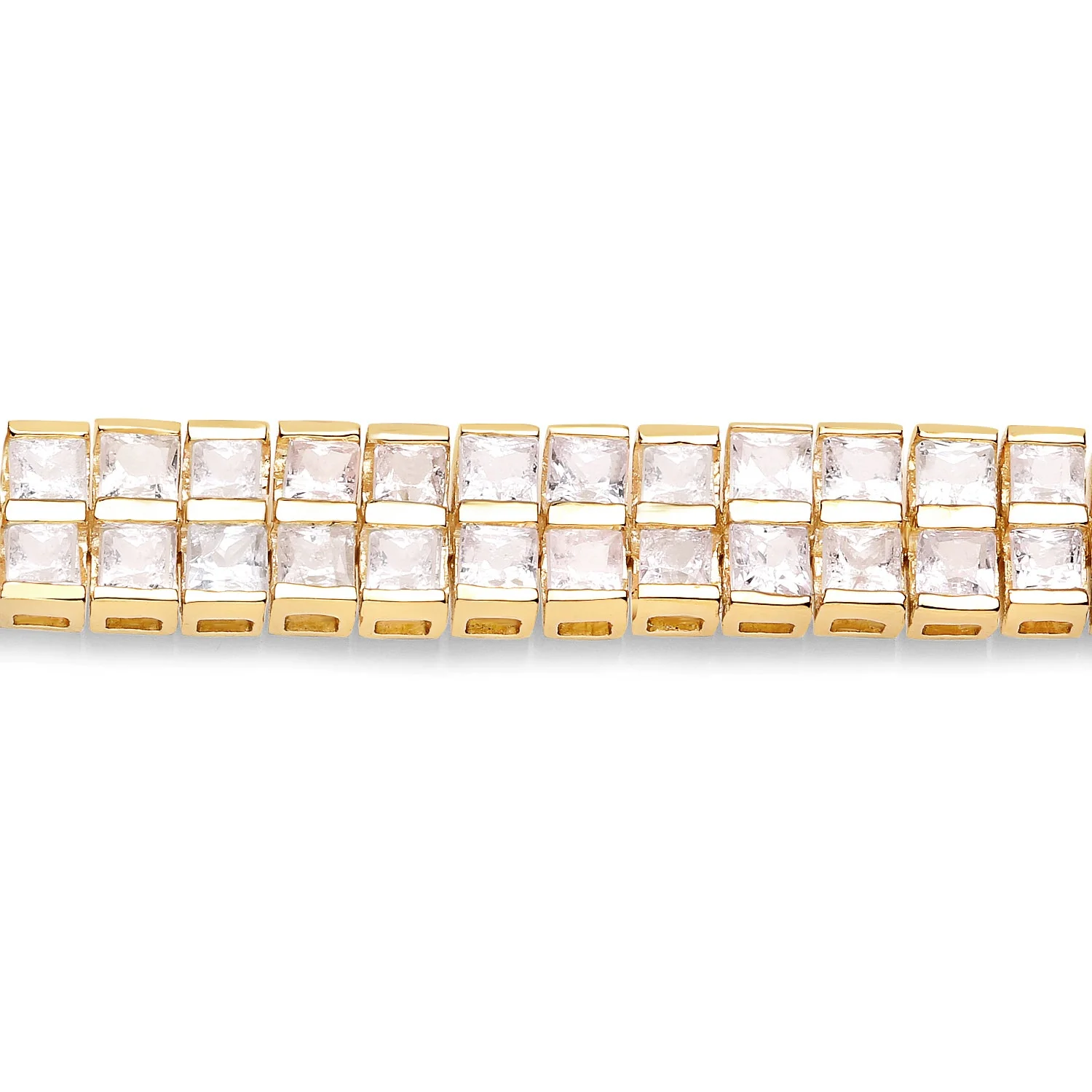 14K Yellow Gold Plated 9.52 Carat Genuine Blue Sapphire and White Sapphire .925 Sterling Silver Bracelet - Image 3