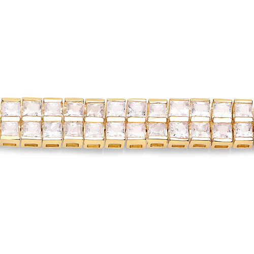 14K Yellow Gold Plated 9.52 Carat Genuine Blue Sapphire and White Sapphire .925 Sterling Silver Bracelet - Image 6