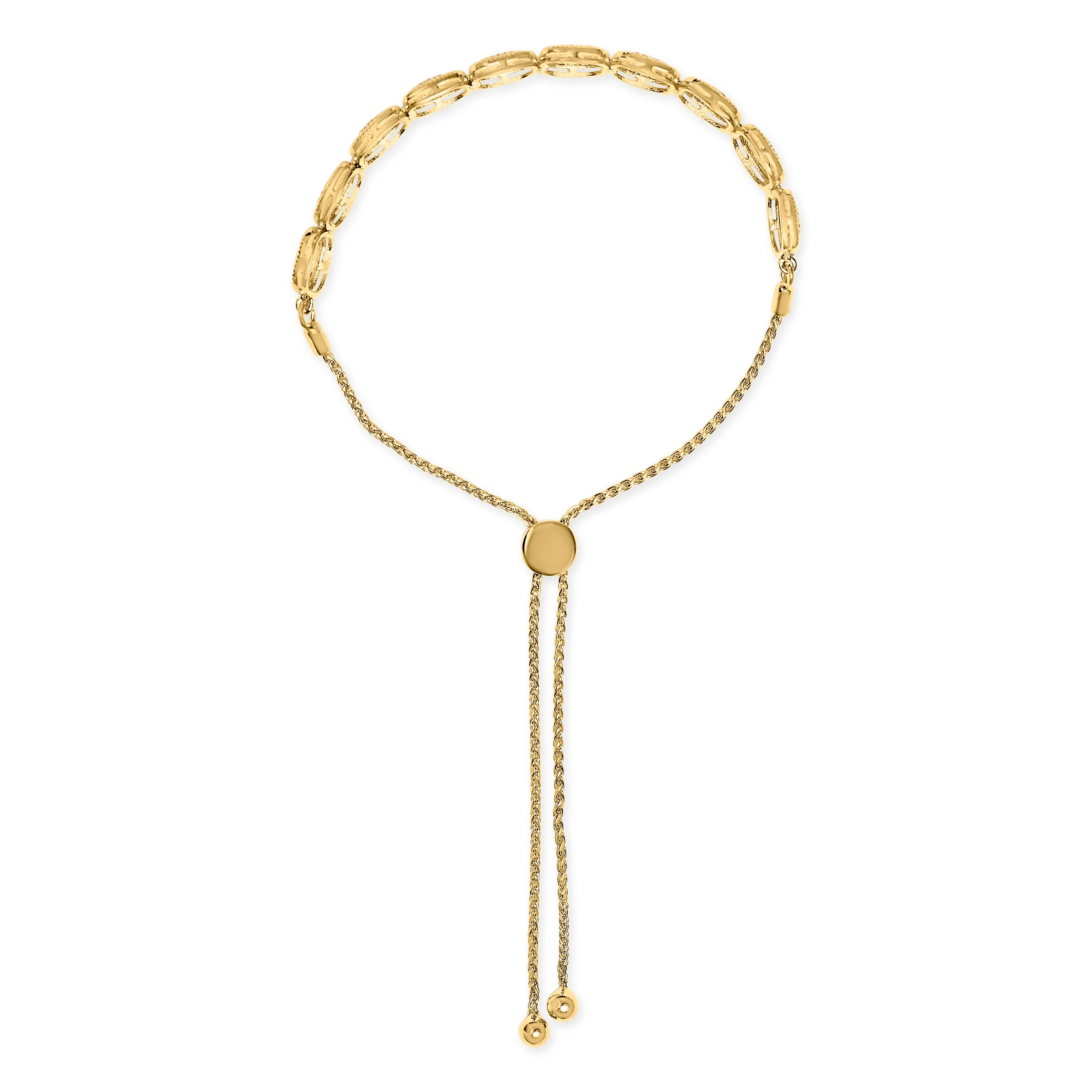 14k Yellow Gold Plated .925 Sterling 5/8 Cttw Diamond Composite Cushion Frame 4â€-10†Adjustable Bolo Bracelet (G-H Color, I1-I2 Clarity) - Image 3