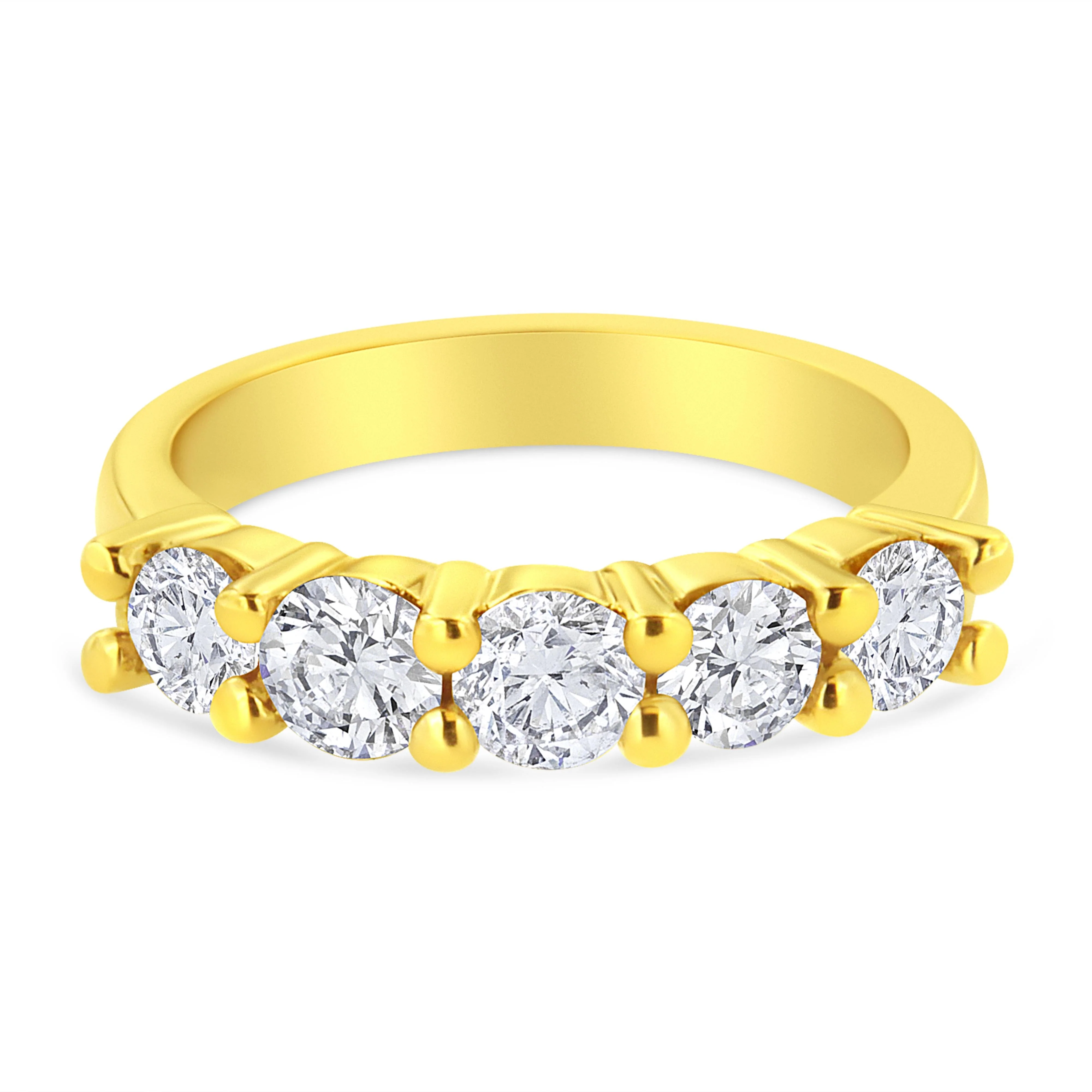 14K Yellow Gold Plated .925 Sterling Silver 1 1/2 Cttw Shared Prong Set Brilliant Round-Cut Diamond Anniversary or Wedding Band Ring (K-L Color, SI2-I1 Clarity) - Size 7 - Image 2