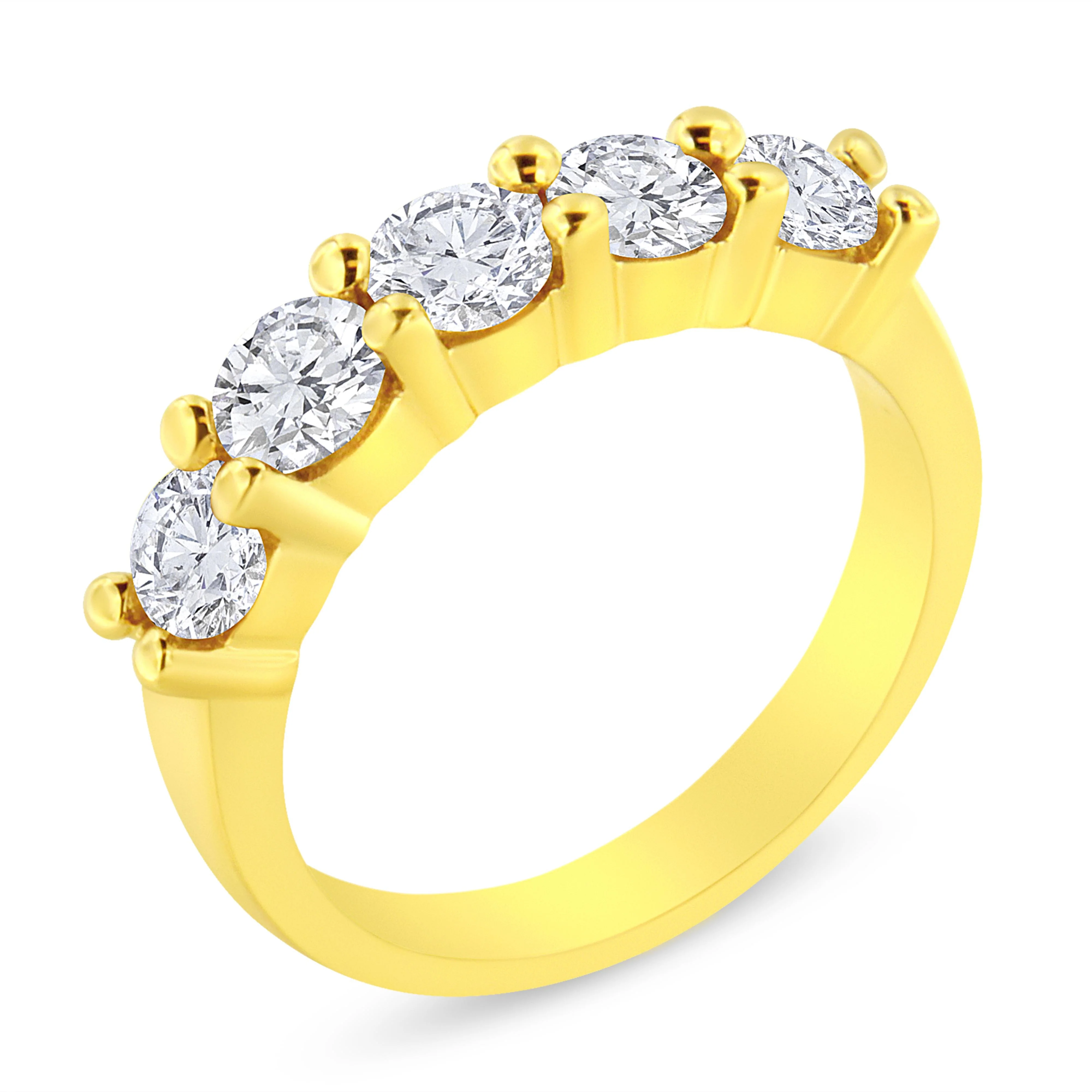 14K Yellow Gold Plated .925 Sterling Silver 1 1/2 Cttw Shared Prong Set Brilliant Round-Cut Diamond Anniversary or Wedding Band Ring (K-L Color, SI2-I1 Clarity) - Size 7 - Image 3