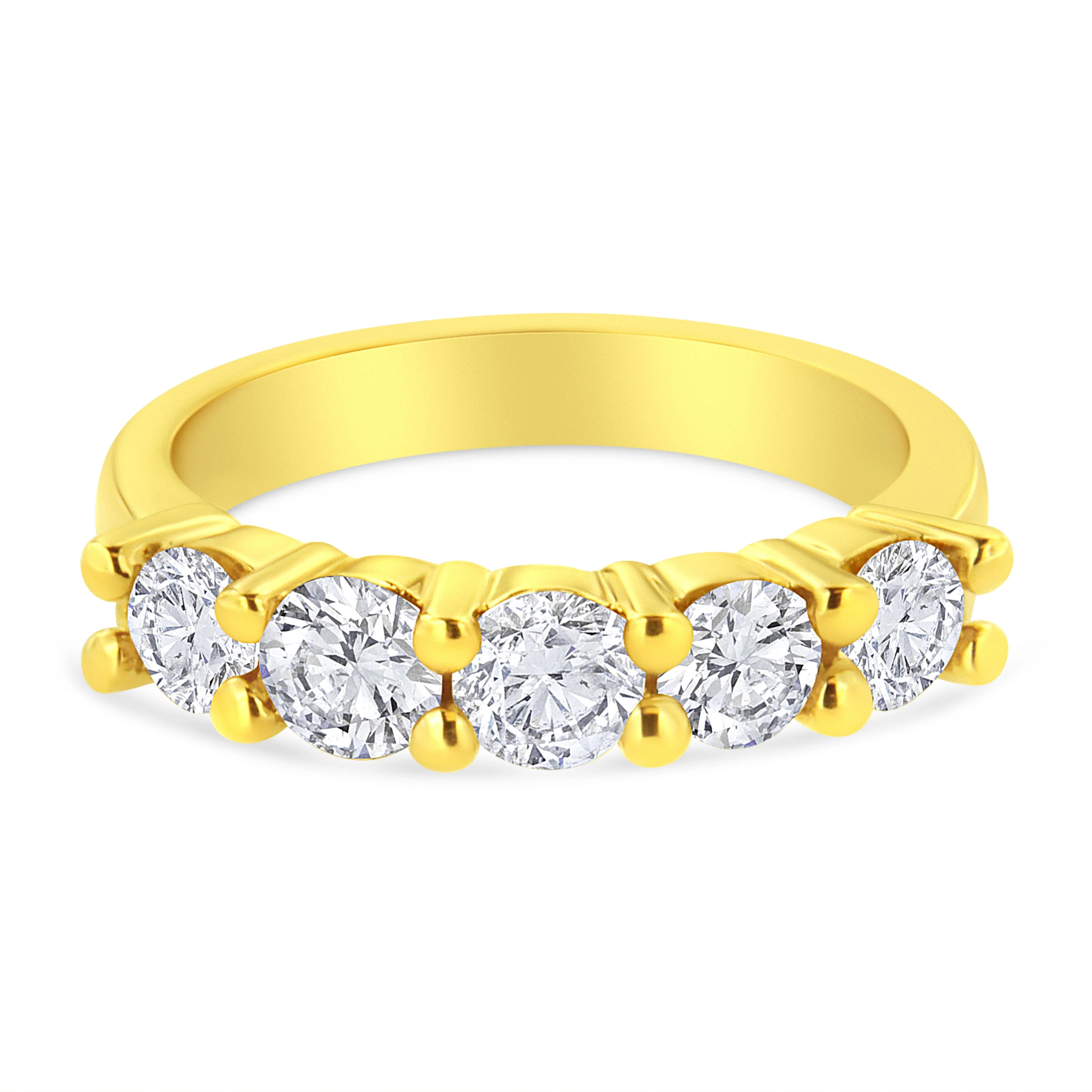 14K Yellow Gold Plated .925 Sterling Silver 1 1/2 Cttw Shared Prong Set Brilliant Round-Cut Diamond Anniversary or Wedding Band Ring (K-L Color, SI2-I1 Clarity) - Size 7 - Image 6