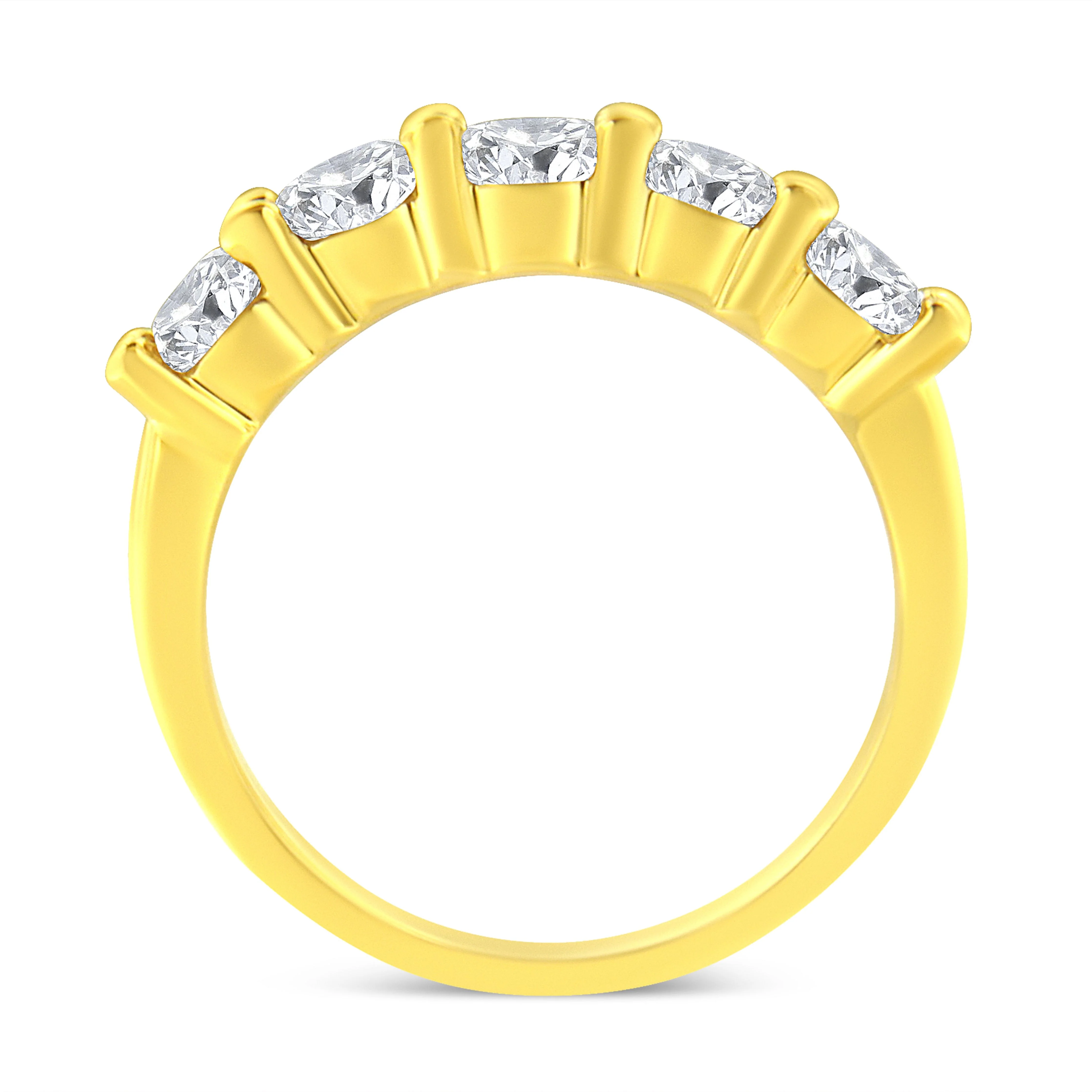 14K Yellow Gold Plated .925 Sterling Silver 1 1/2 Cttw Shared Prong Set Brilliant Round-Cut Diamond Anniversary or Wedding Band Ring (K-L Color, SI2-I1 Clarity) - Size 7 - Image 8