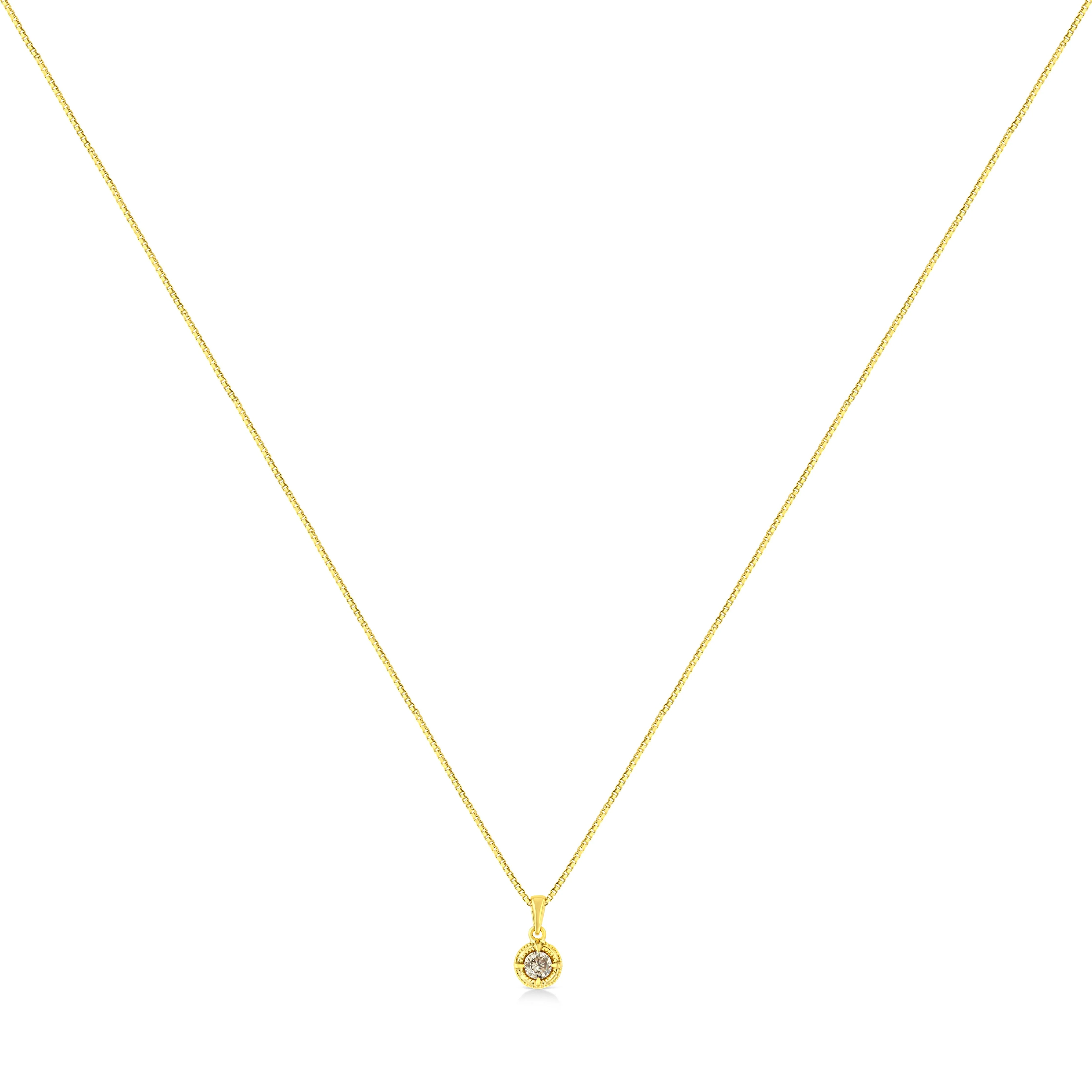 14K Yellow Gold Plated .925 Sterling Silver 1/2 Cttw Brilliant Round Cut Diamond Solitaire Milgrain 18" Pendant Necklace (K-L Color, I2-I3 Clarity) - Image 12