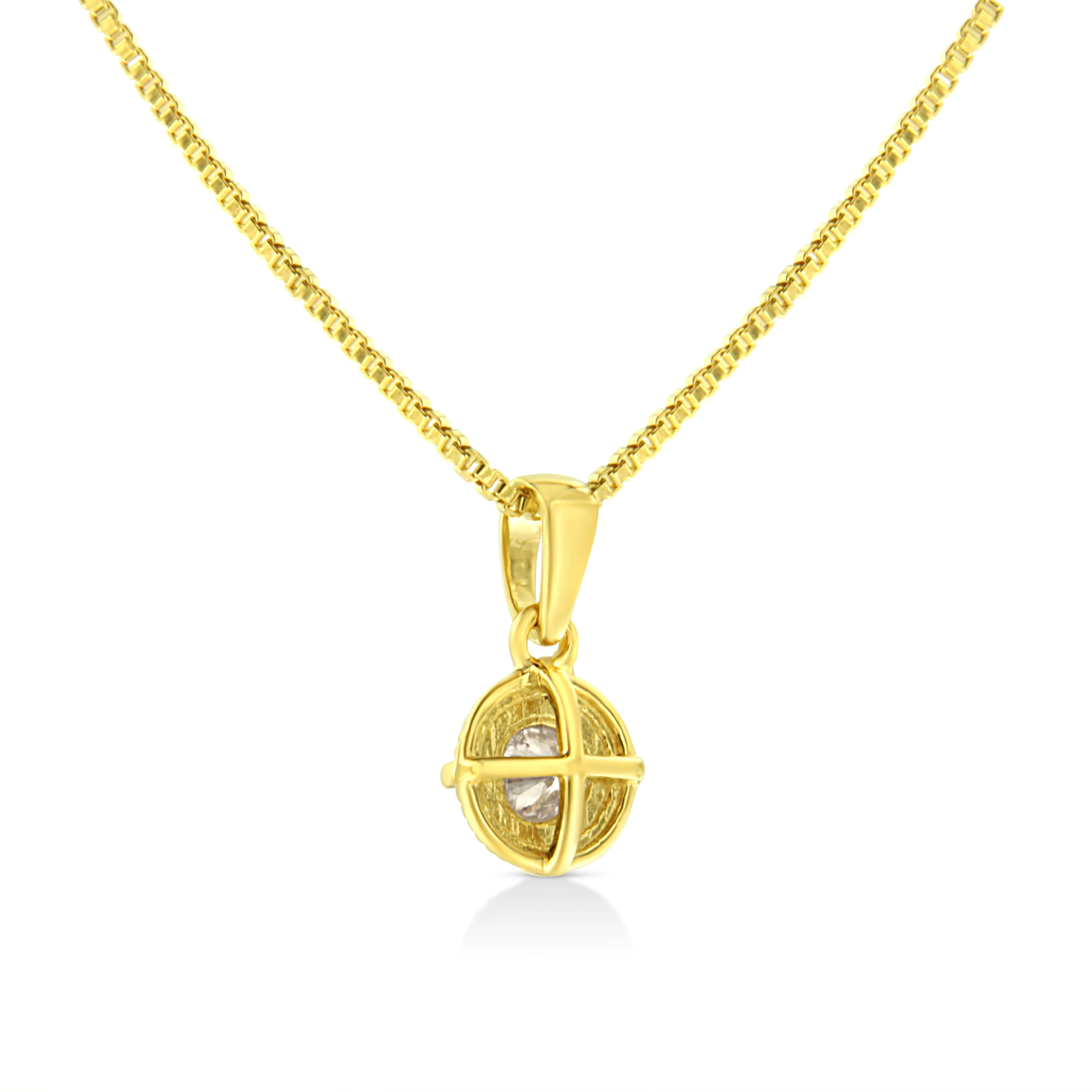 14K Yellow Gold Plated .925 Sterling Silver 1/2 Cttw Brilliant Round Cut Diamond Solitaire Milgrain 18" Pendant Necklace (K-L Color, I2-I3 Clarity) - Image 14