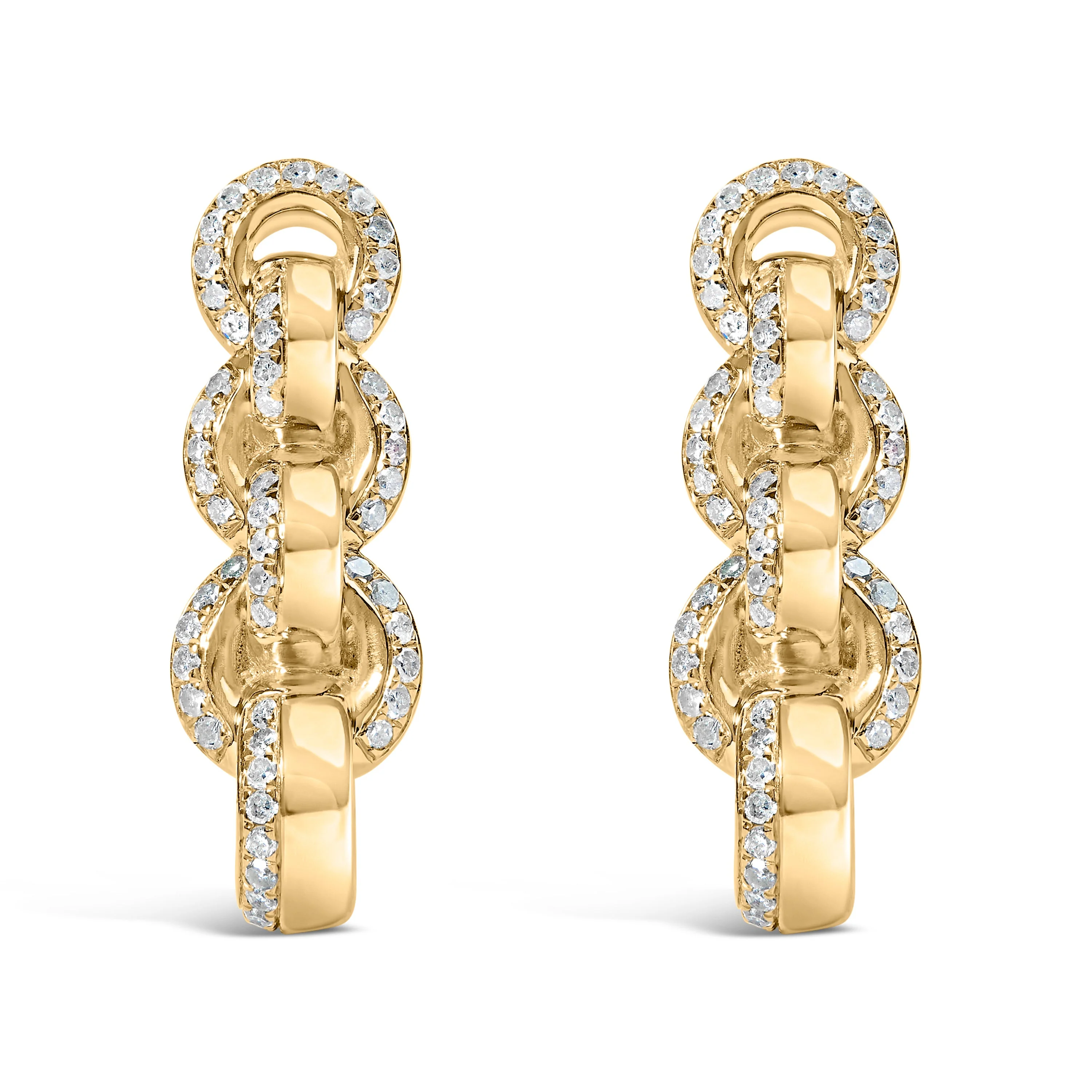 14K Yellow Gold Plated .925 Sterling Silver 1/2 Cttw Diamond Chain Link Drop Earrings (H-I Color, I1-I2 Clarity) - Image 2