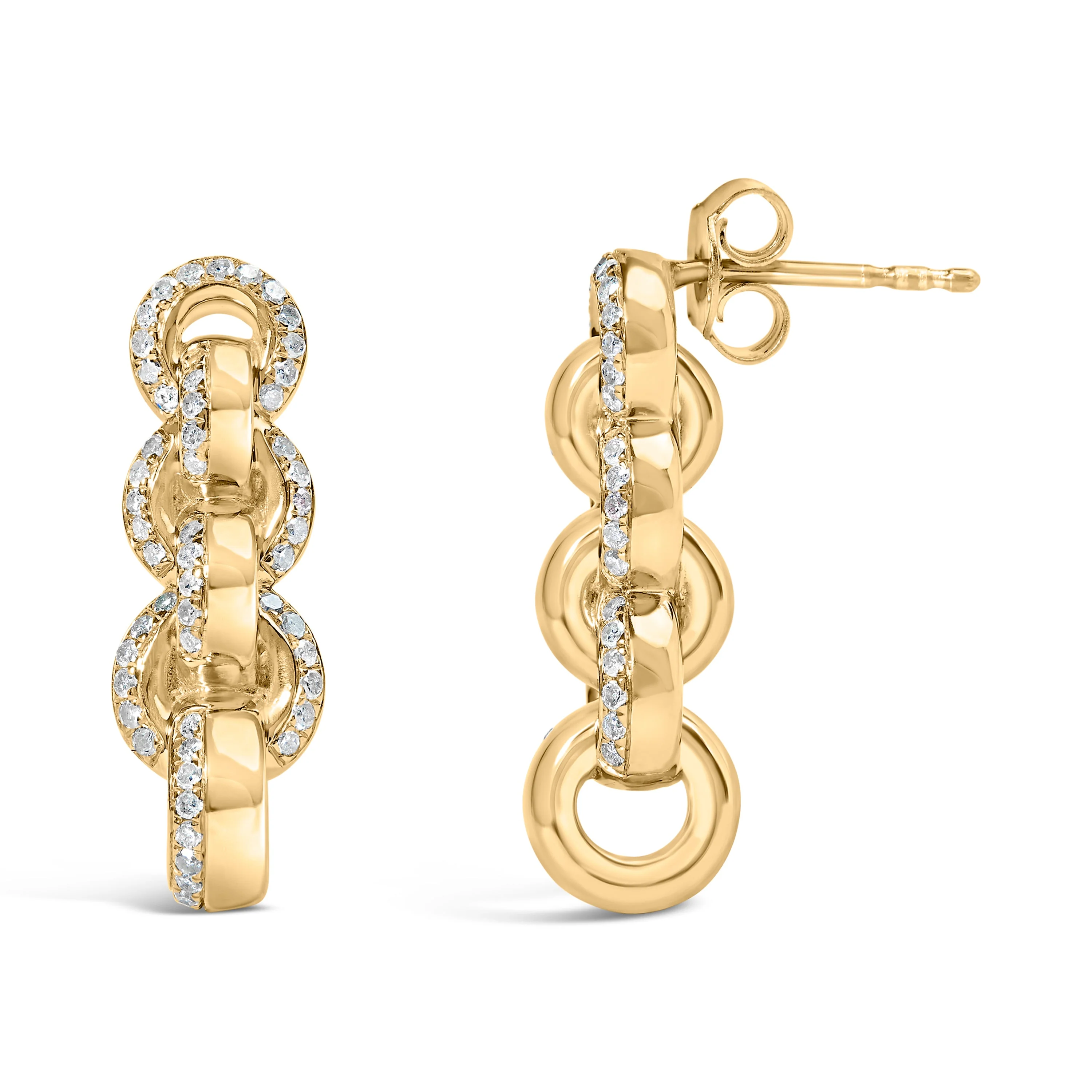 14K Yellow Gold Plated .925 Sterling Silver 1/2 Cttw Diamond Chain Link Drop Earrings (H-I Color, I1-I2 Clarity) - Image 6