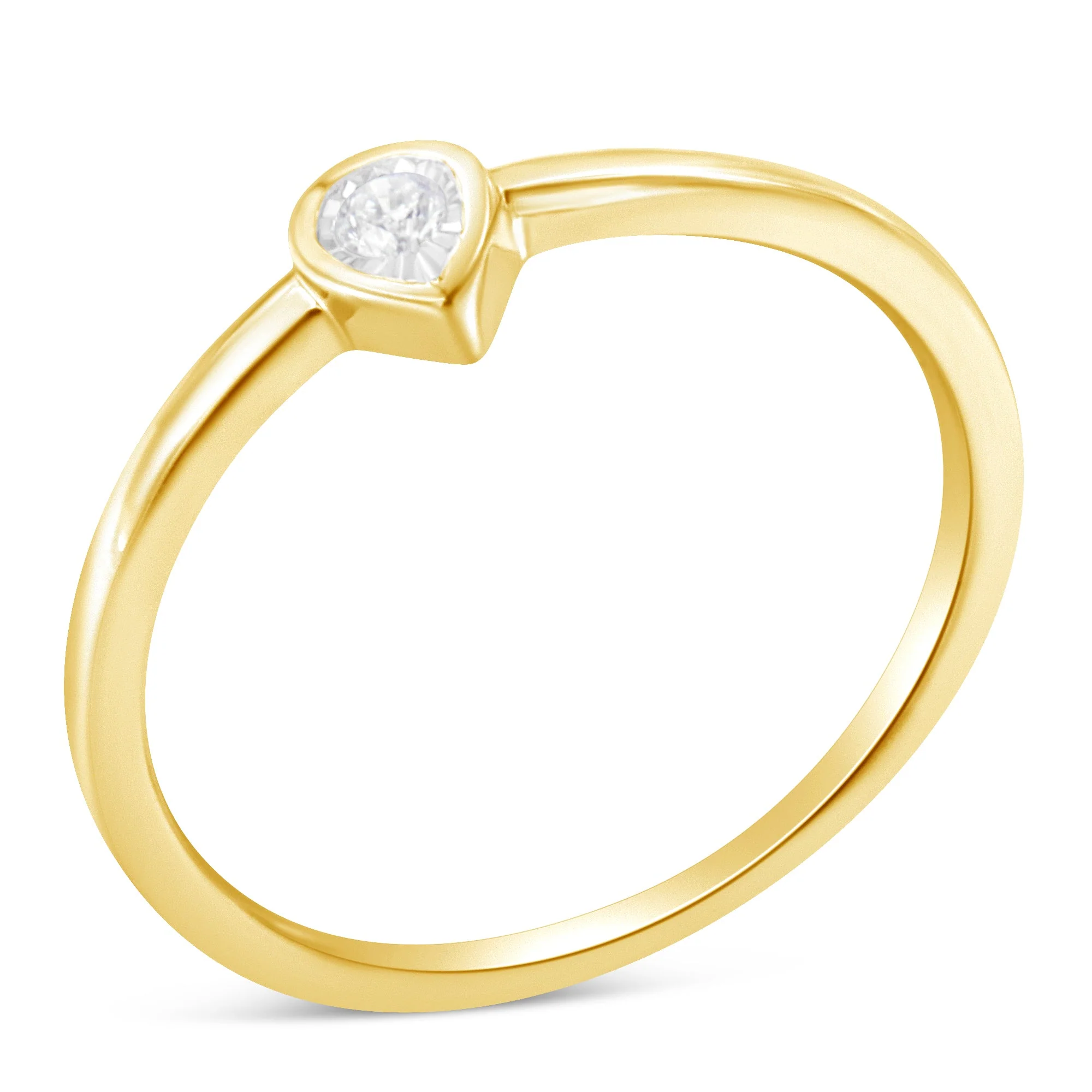 14K Yellow Gold Plated .925 Sterling Silver 1/20 Carat Diamond Teardrop Pear-Shaped Miracle Set Petite Fashion Ring (J-K Color, I1-I2 Clarity) - Size 6 - Image 5