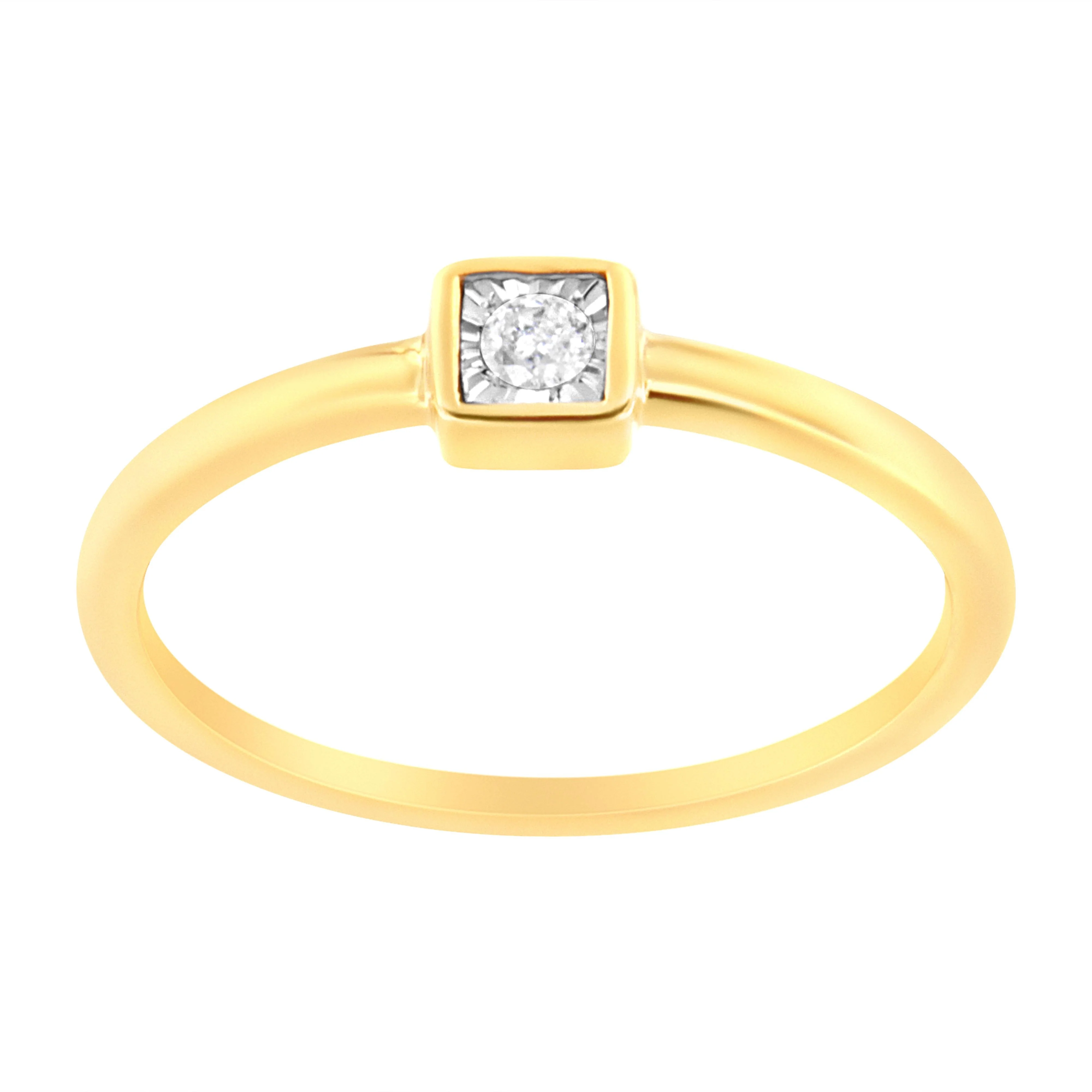 14K Yellow Gold Plated .925 Sterling Silver 1/20 cttw Miracle Set Diamond Promise Ring (J-K Color, I1-I2 Clarity) - Size 6 - Image 2