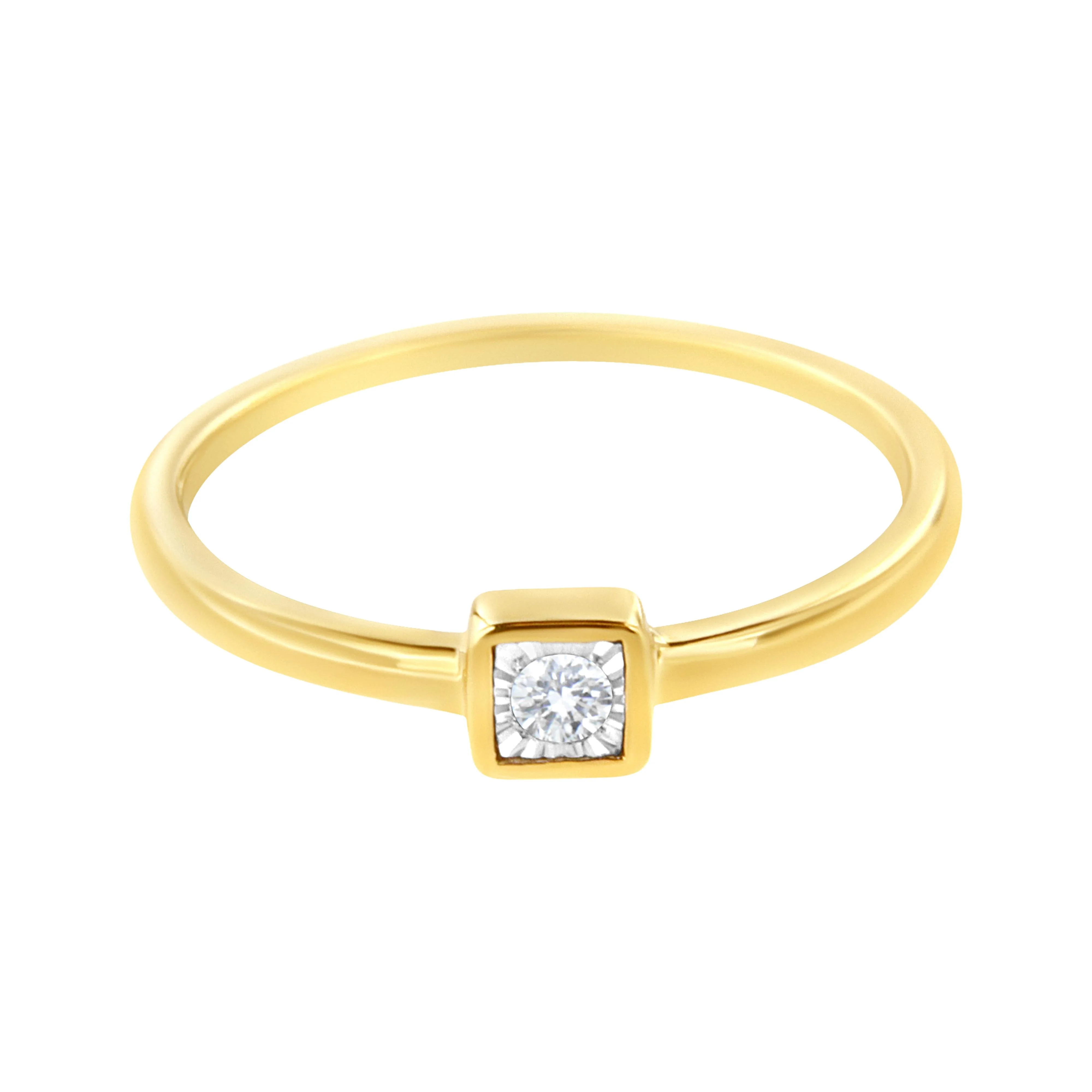 14K Yellow Gold Plated .925 Sterling Silver 1/20 cttw Miracle Set Diamond Promise Ring (J-K Color, I1-I2 Clarity) - Size 6 - Image 3