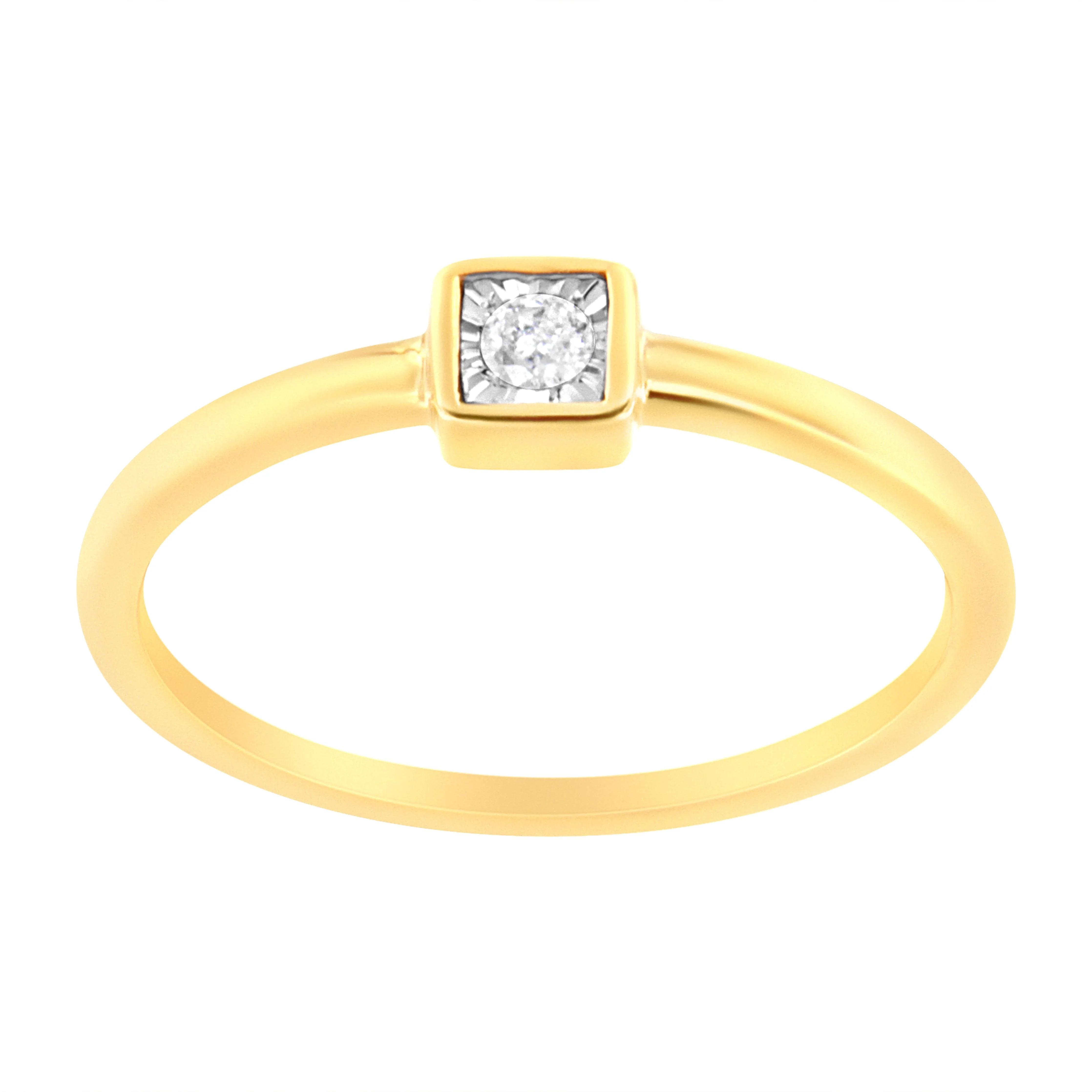 14K Yellow Gold Plated .925 Sterling Silver 1/20 cttw Miracle Set Diamond Promise Ring (J-K Color, I1-I2 Clarity) - Size 6 - Image 7