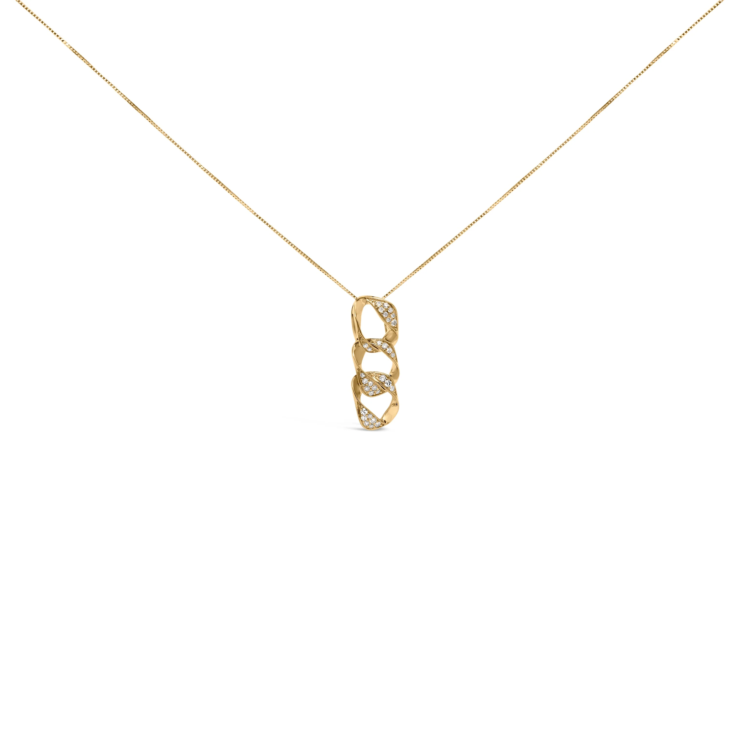 14K Yellow Gold Plated .925 Sterling Silver 1/6 Cttw Diamond Interlocking Triple Asymmetric Circle Hoop 18" Pendant Necklace (H-I Color, I1-I2 Clarity) - Image 5