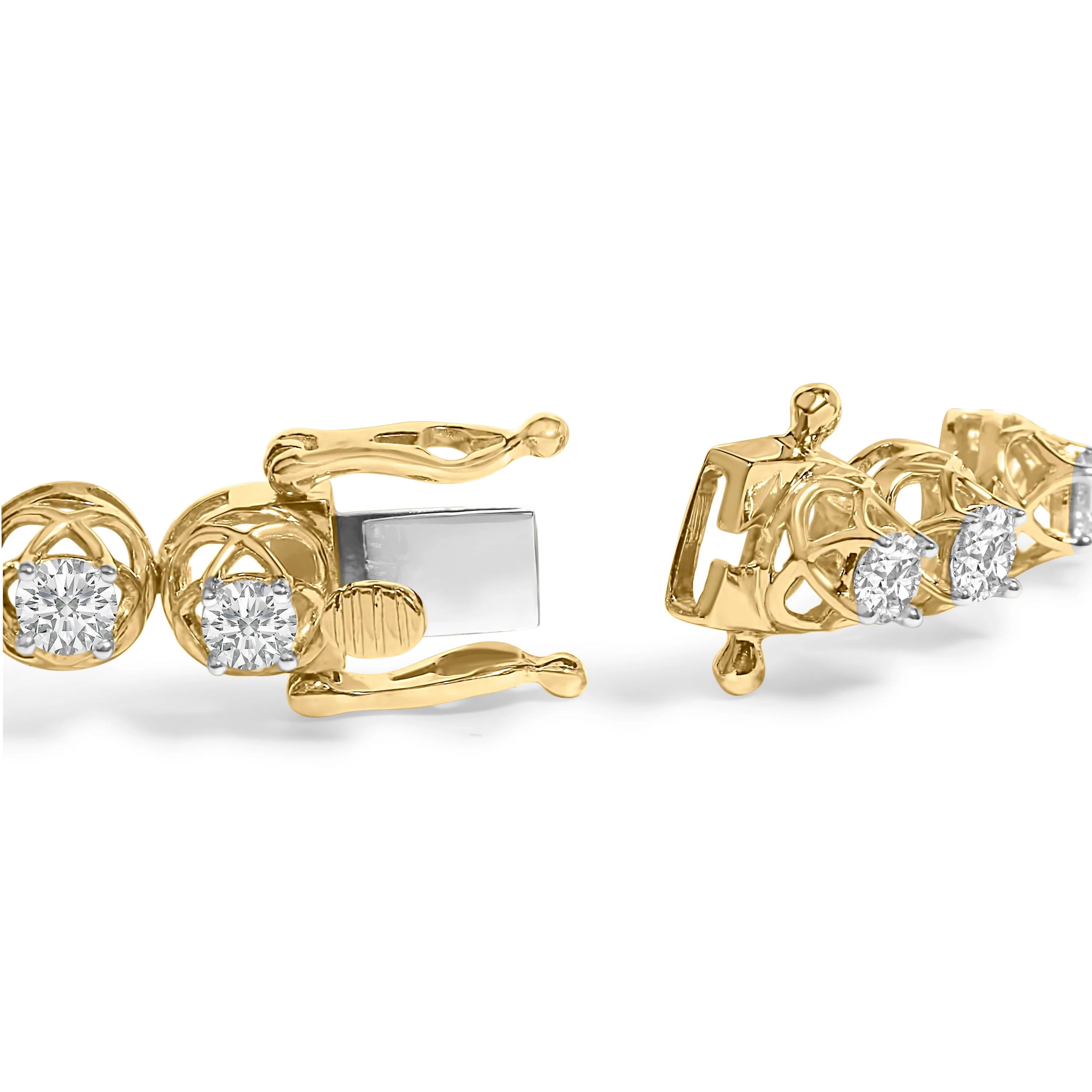 14K Yellow Gold Plated .925 Sterling Silver 3 9/10 Cttw Diamond Buttercup Style Tennis Bracelet - Image 2