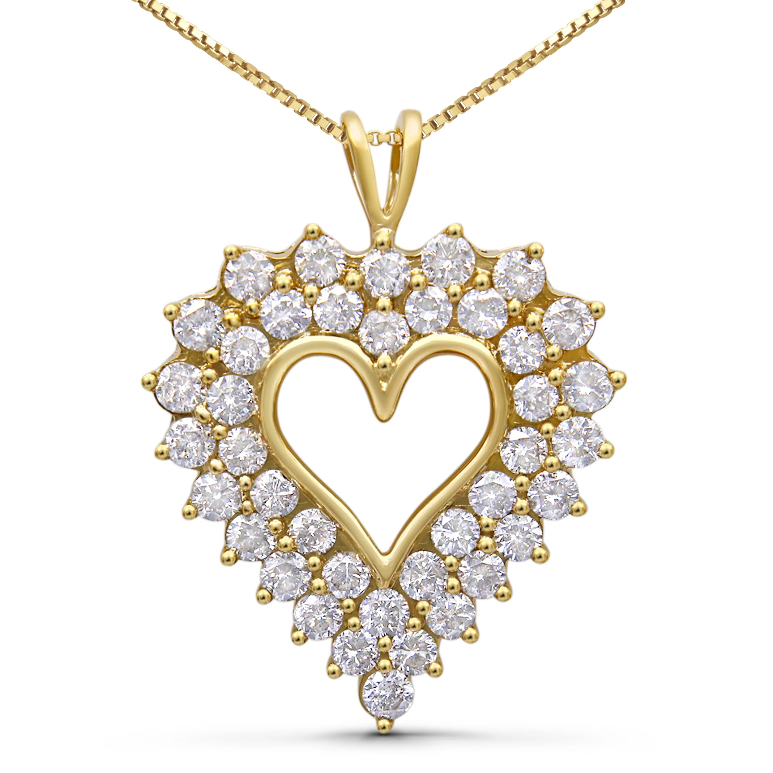 14K Yellow Gold Plated .925 Sterling Silver 4.0 Cttw Diamond Shadow Frame Heart 18" Pendant Necklace (J-K Color, I1-I2 Clarity) - Image 4