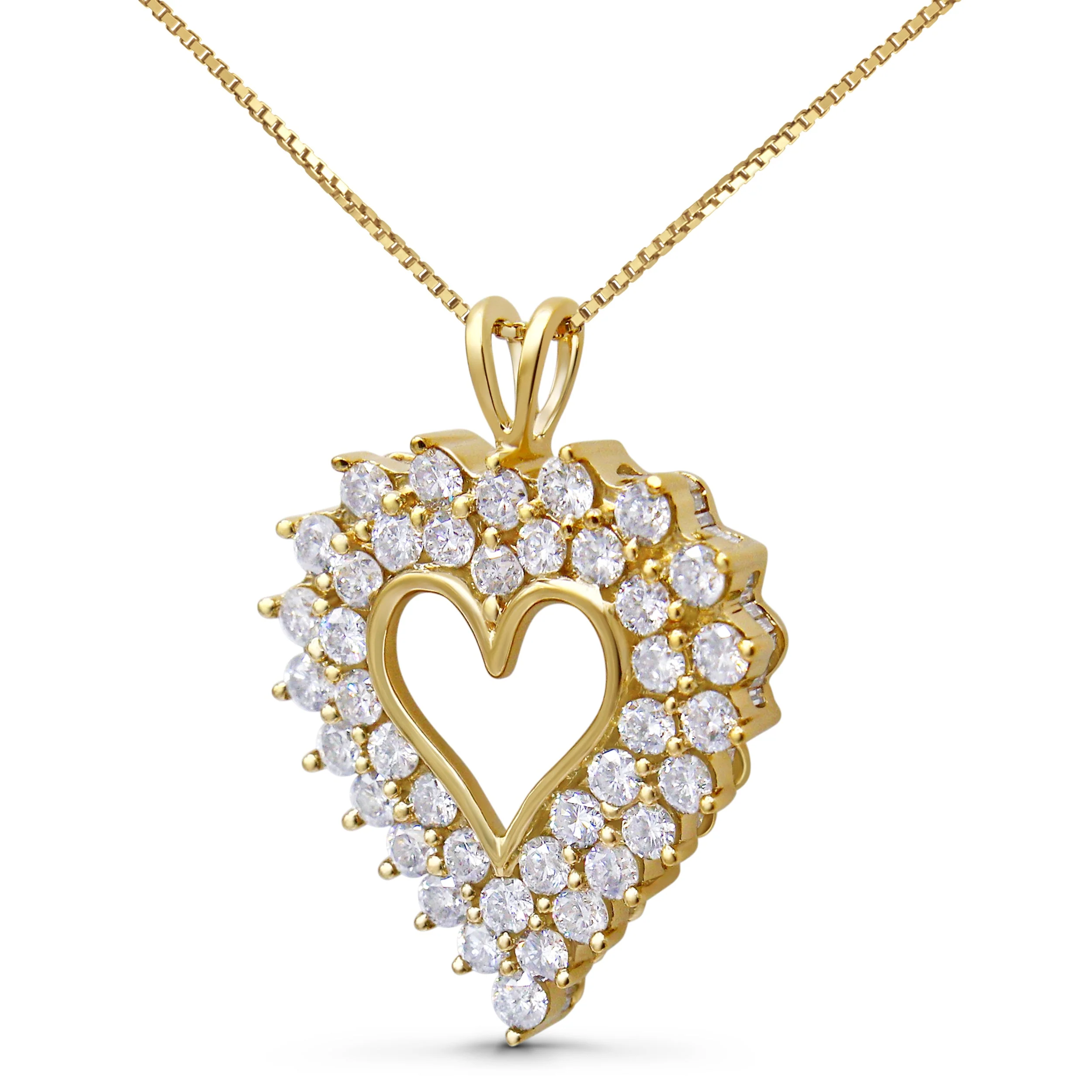14K Yellow Gold Plated .925 Sterling Silver 4.0 Cttw Diamond Shadow Frame Heart 18" Pendant Necklace (J-K Color, I1-I2 Clarity) - Image 5
