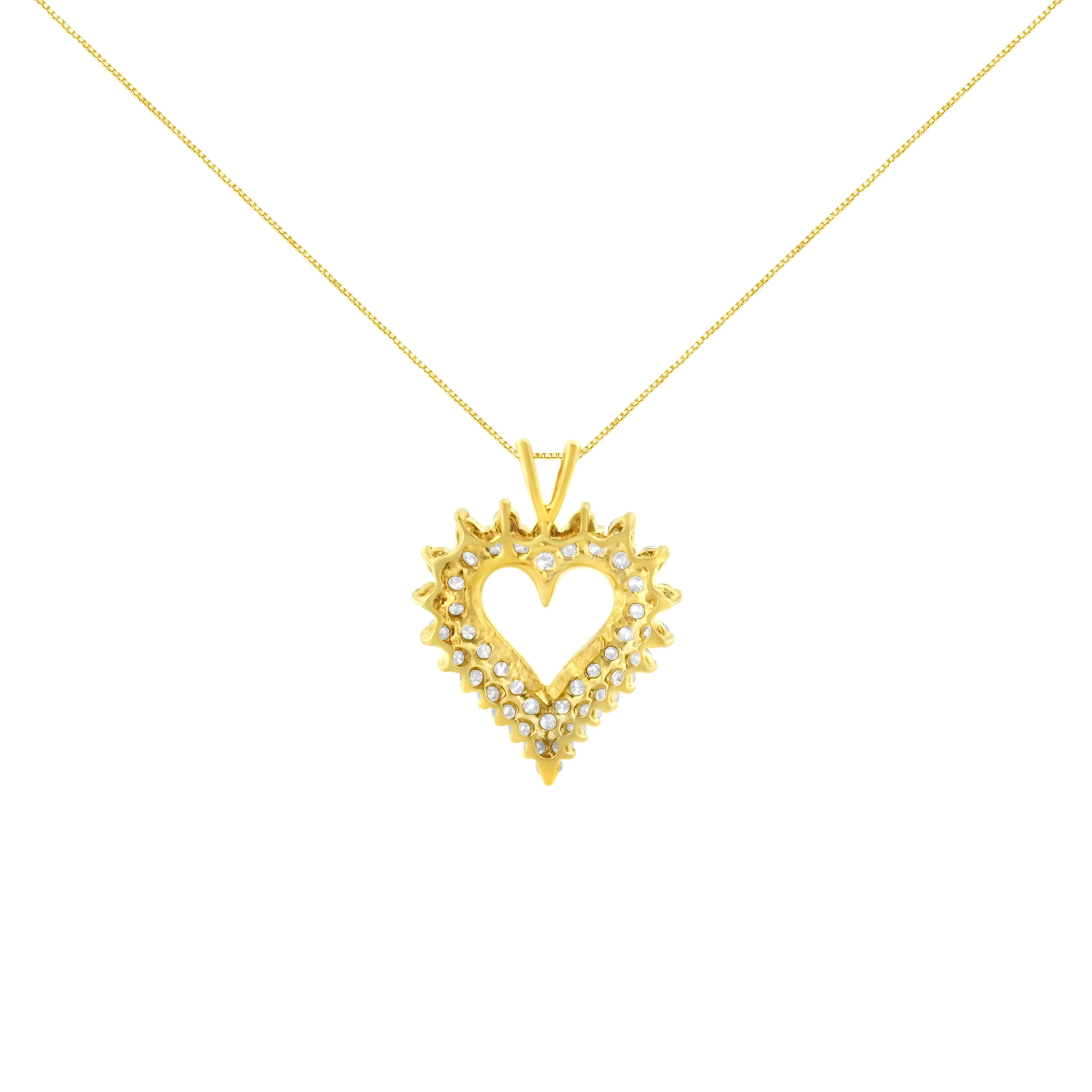 14K Yellow Gold Plated .925 Sterling Silver Brilliant-Cut Diamond Open Heart 18" Pendant Necklace (K-L Color, I1-I2 Clarity) - Image 2