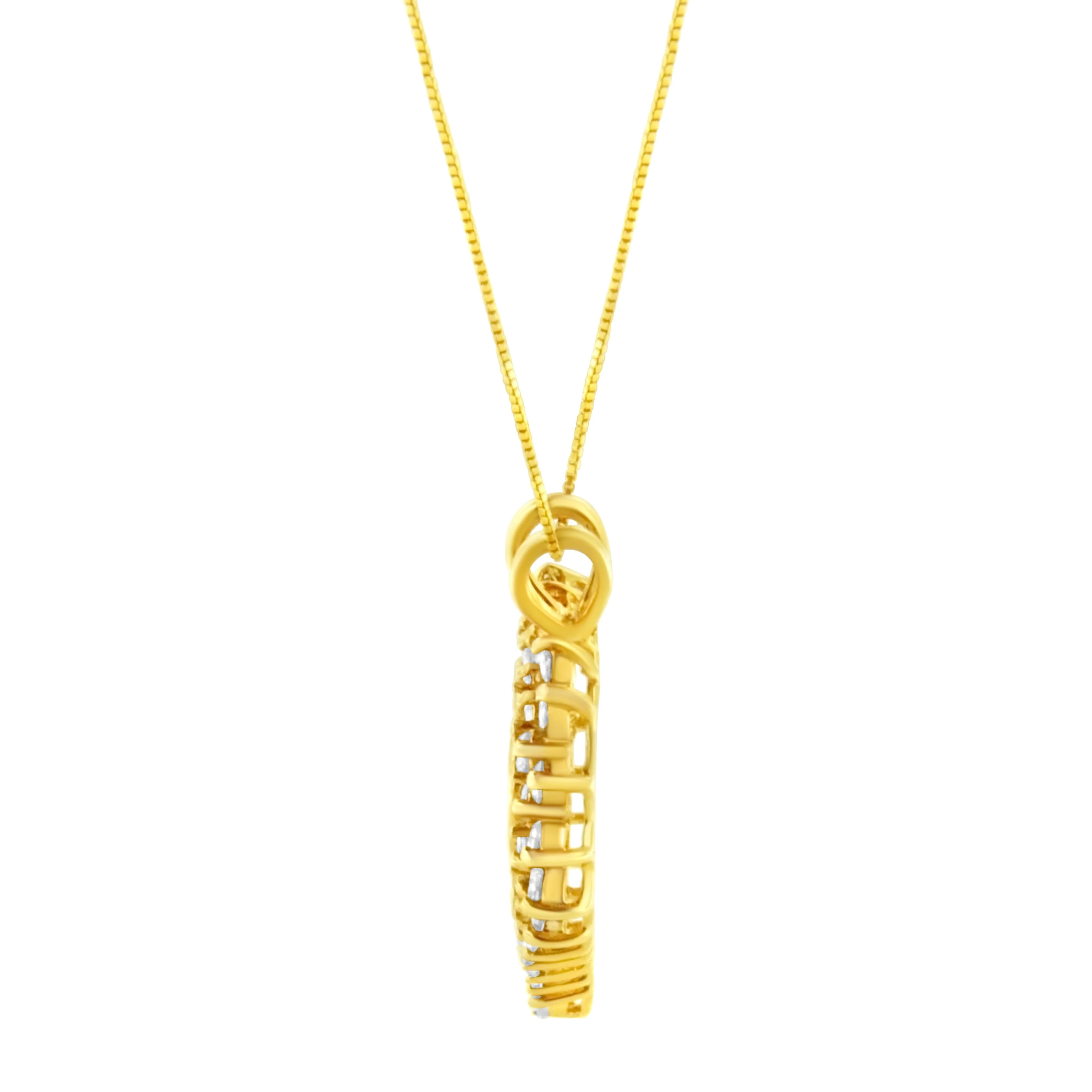 14K Yellow Gold Plated .925 Sterling Silver Brilliant-Cut Diamond Open Heart 18" Pendant Necklace (K-L Color, I1-I2 Clarity) - Image 3