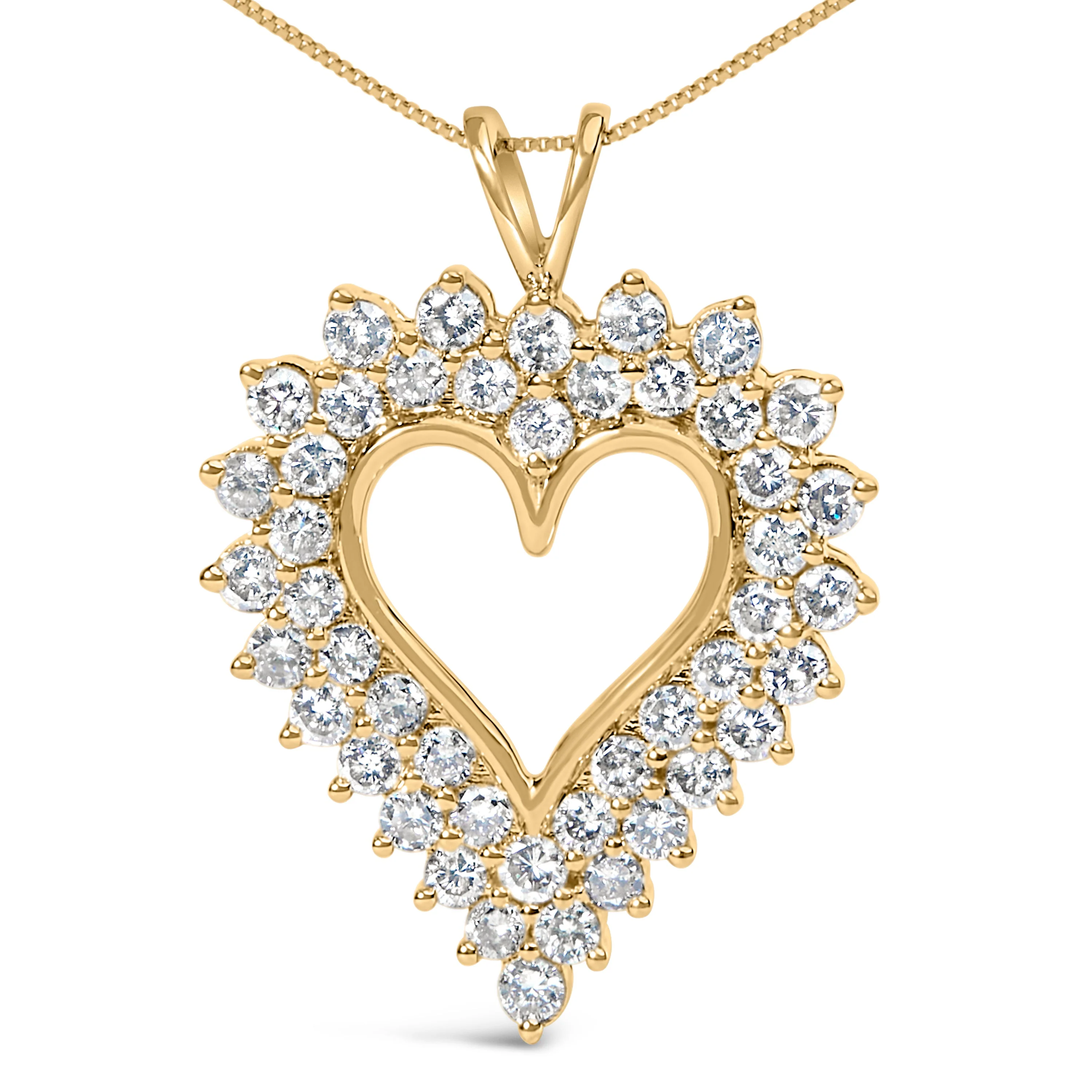 14K Yellow Gold Plated .925 Sterling Silver Brilliant-Cut Diamond Open Heart 18" Pendant Necklace (K-L Color, I1-I2 Clarity) - Image 5