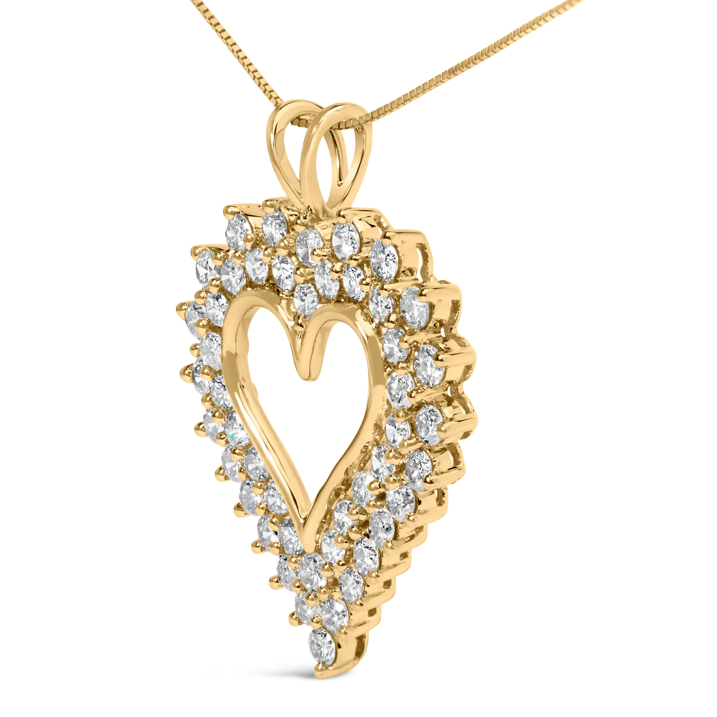 14K Yellow Gold Plated .925 Sterling Silver Brilliant-Cut Diamond Open Heart 18" Pendant Necklace (K-L Color, I1-I2 Clarity) - Image 6