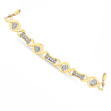 14K Yellow Gold Plated .925 Sterling Silver Channel Set Diamond Accent Twist 4â€-10â€ Adjustable Bolo Bracelet (I-J Color, I3 Clarity) - Image 9
