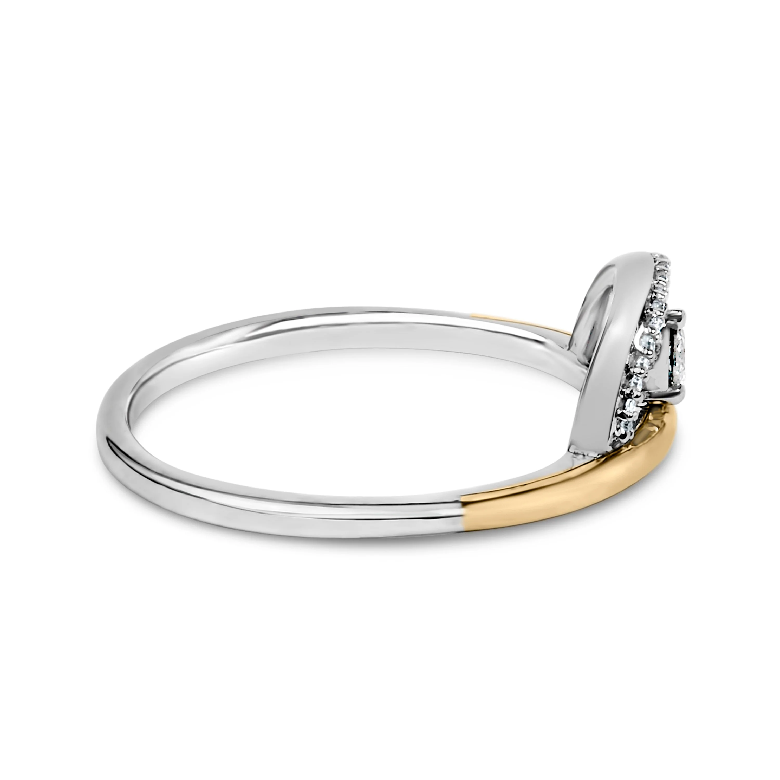 14K Yellow Gold Plated Sterling Silver 1/10 Cttw Diamond Arc Ring - Image 2