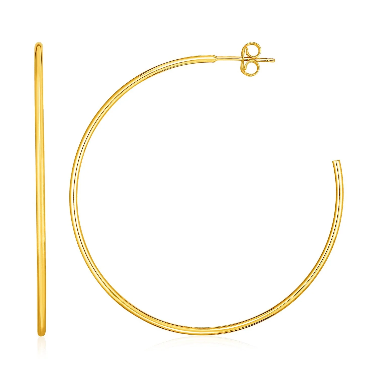 14k Yellow Gold Polished Hoop Earrings - Image 2