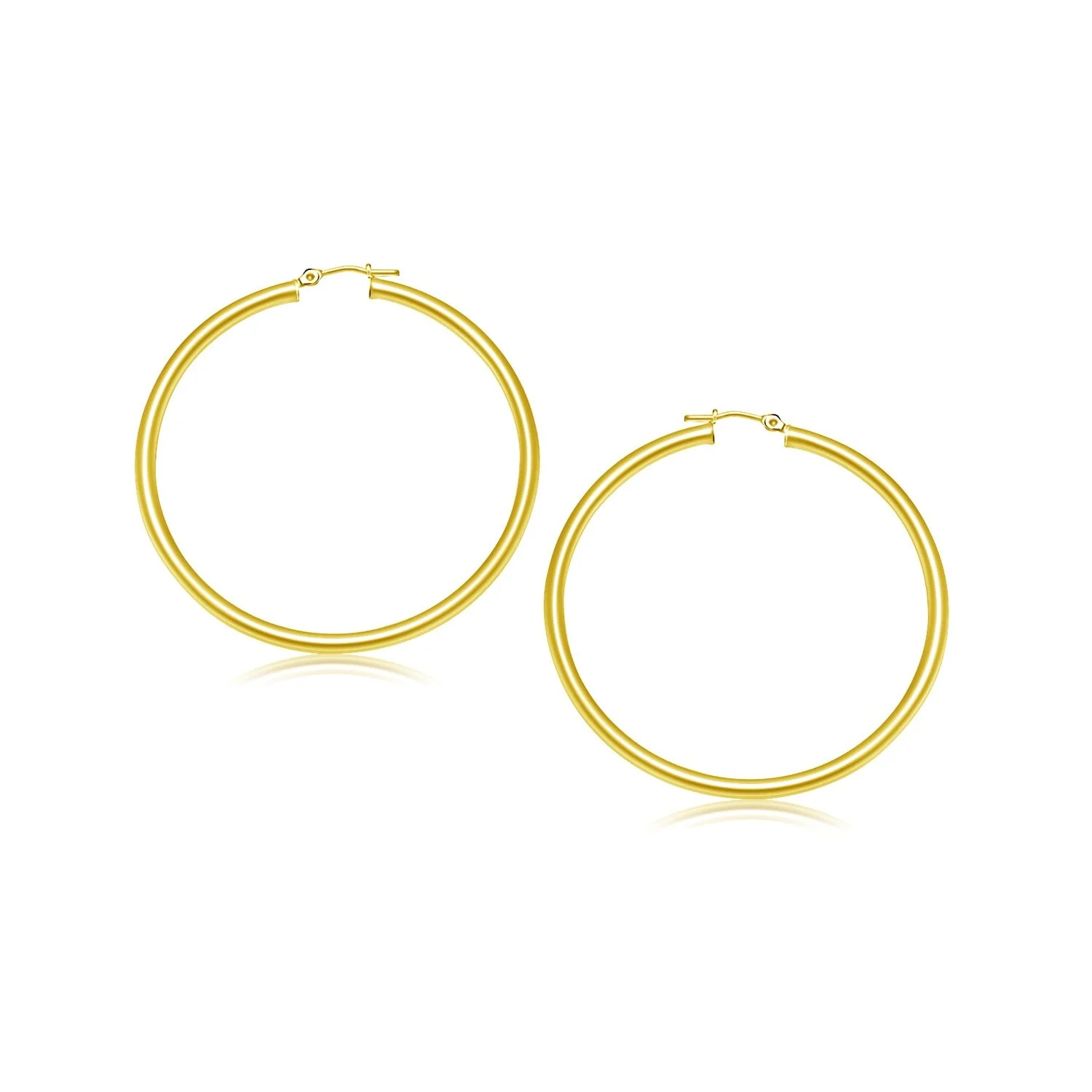14k Yellow Gold Polished Hoop Earrings (25 mm) - Image 2