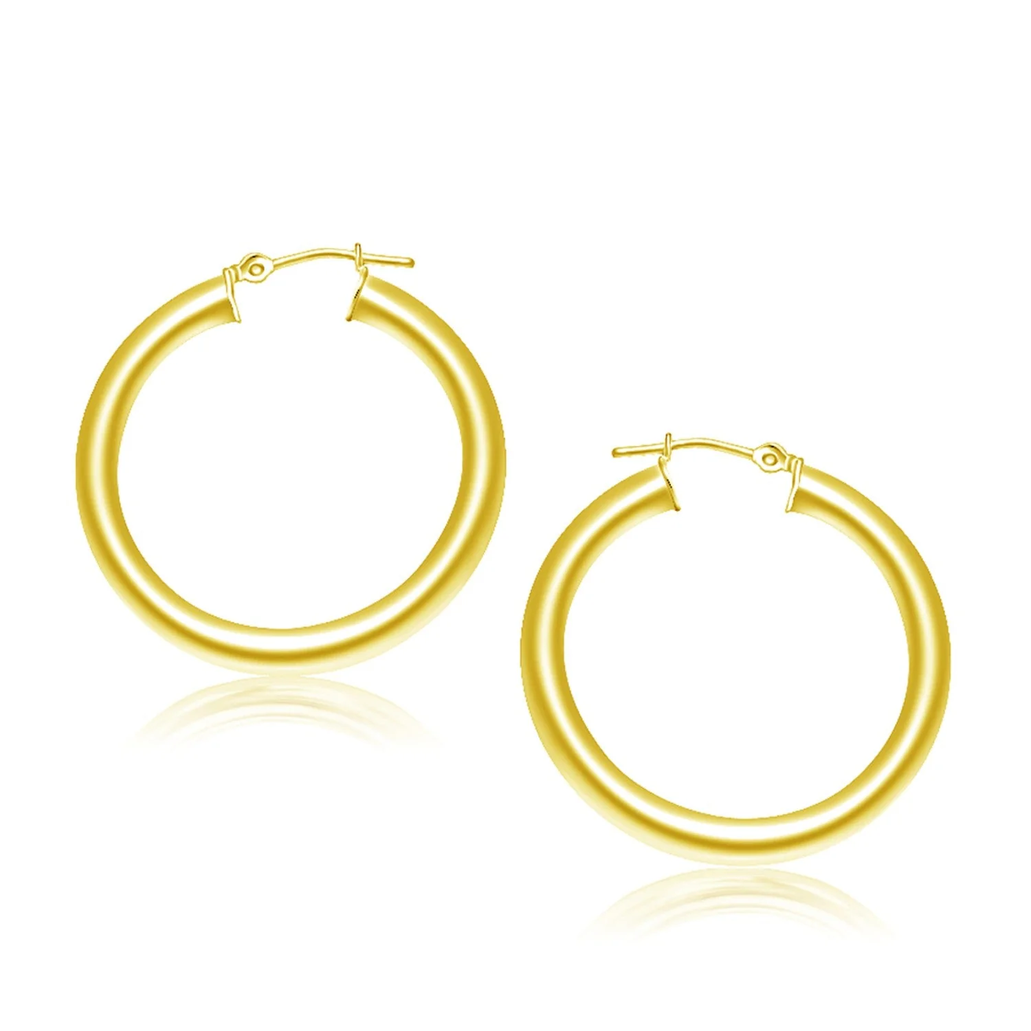 14k Yellow Gold Polished Hoop Earrings (30 mm) - Image 2