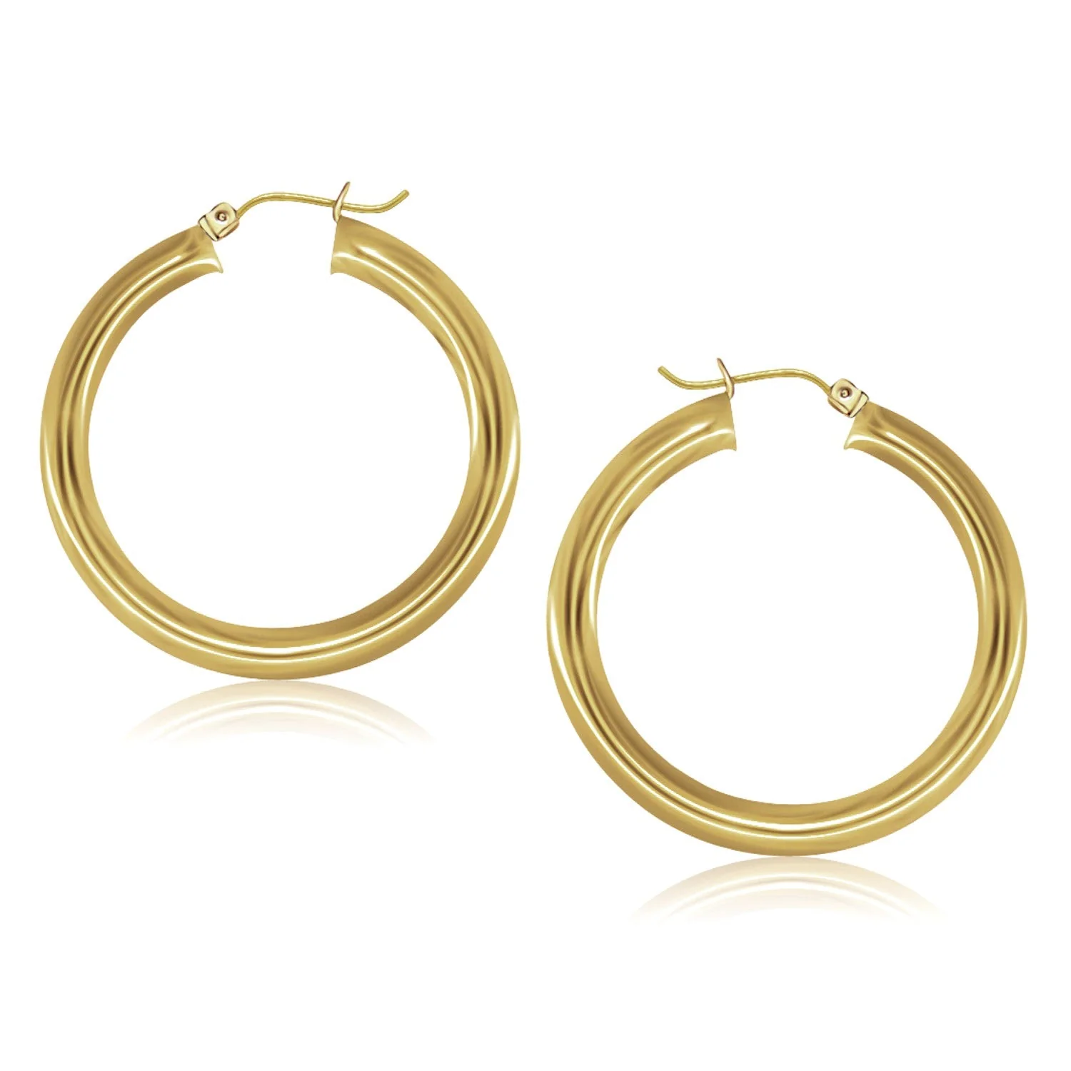 14k Yellow Gold Polished Hoop Earrings (40 mm) - Image 3