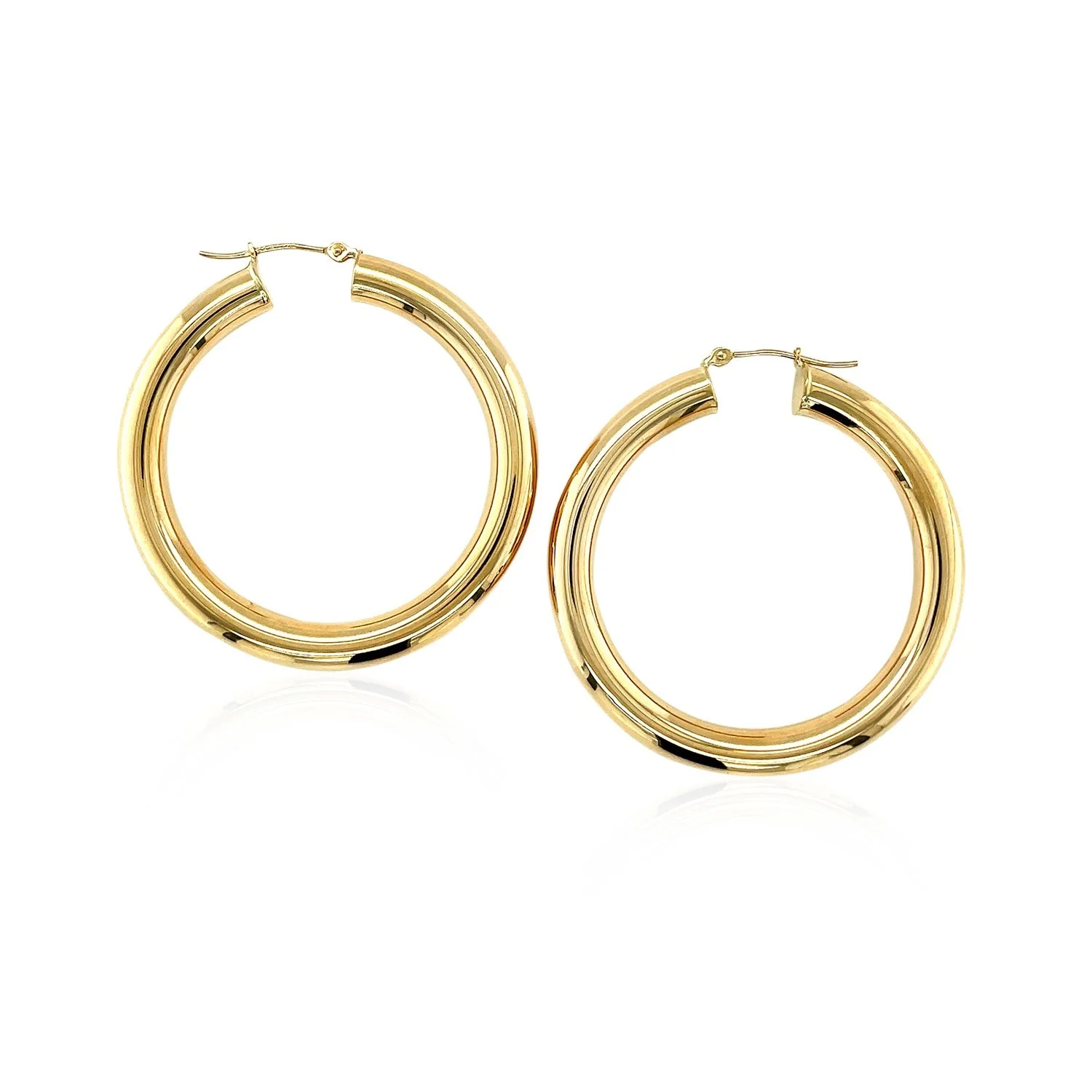 14k Yellow Gold Polished Hoop Earrings (40 mm) - Image 4
