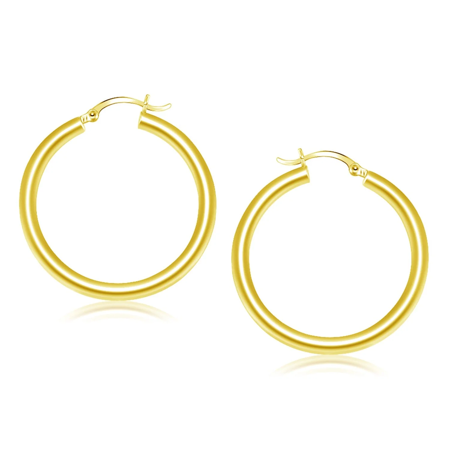 14k Yellow Gold Polished Hoop Earrings (40 mm) - Image 2