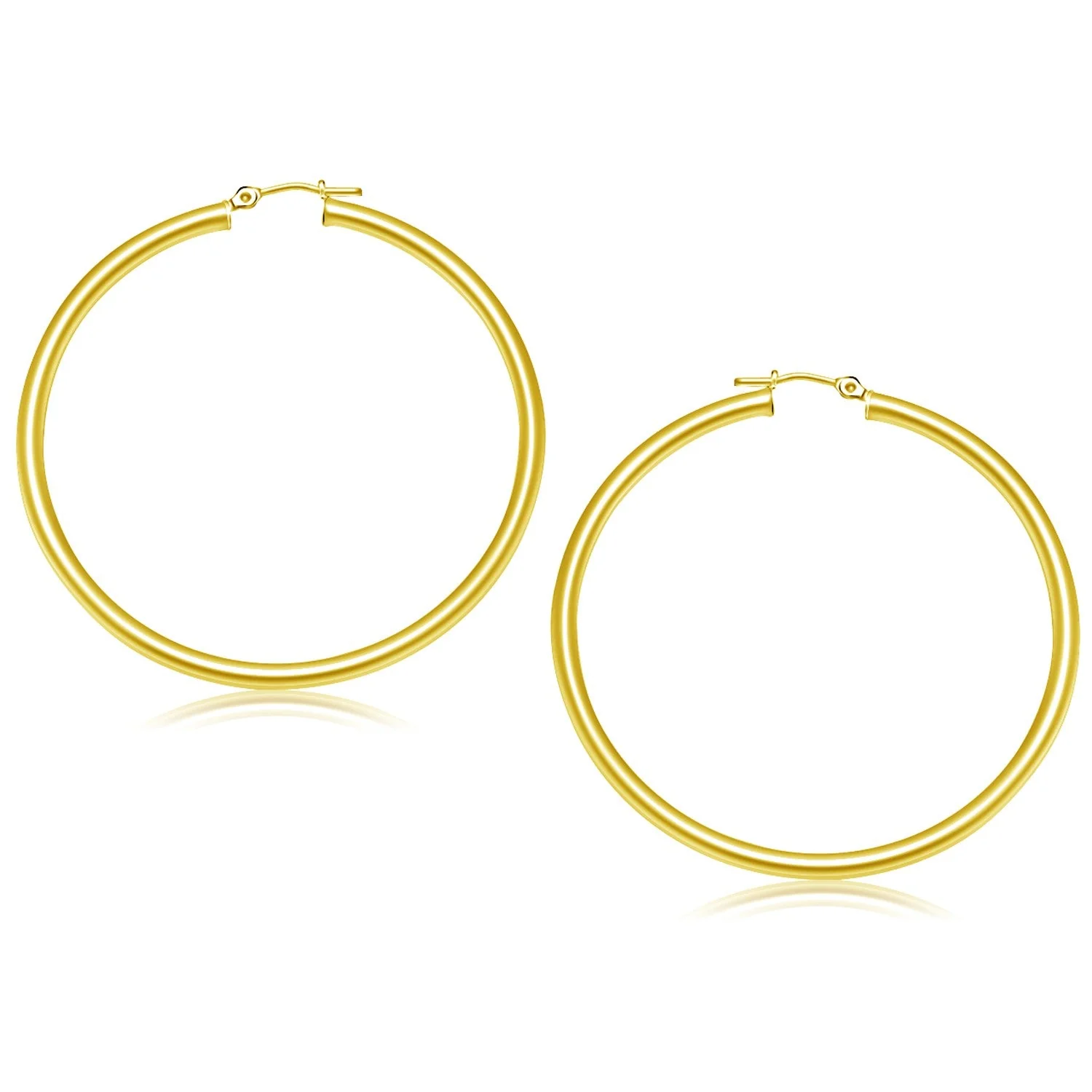 14k Yellow Gold Polished Hoop Earrings (50 mm) - Image 2