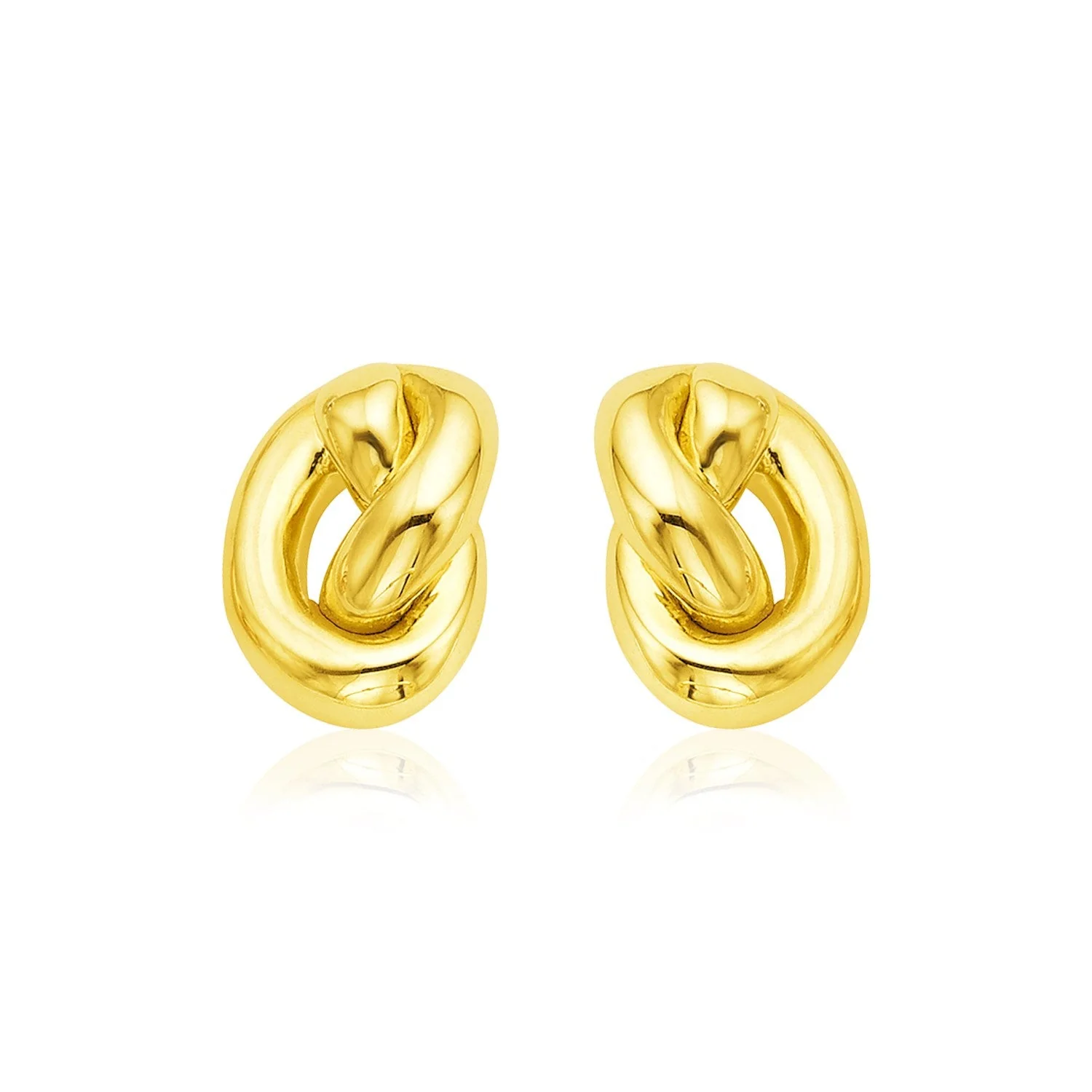 14k Yellow Gold Polished Knot Earrings - Image 2