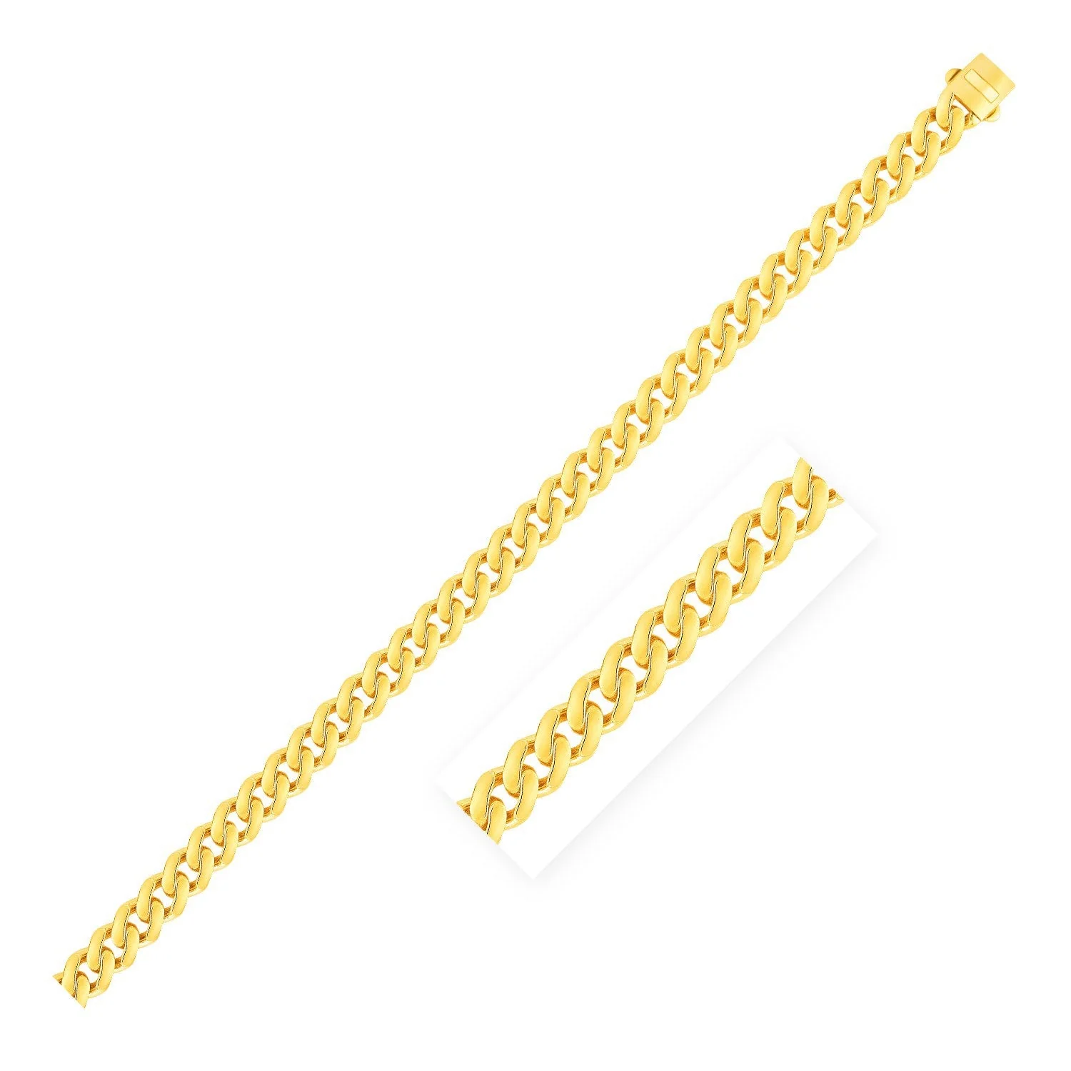 14k Yellow Gold Polished Miami Cuban Chain Bracelet - Image 2