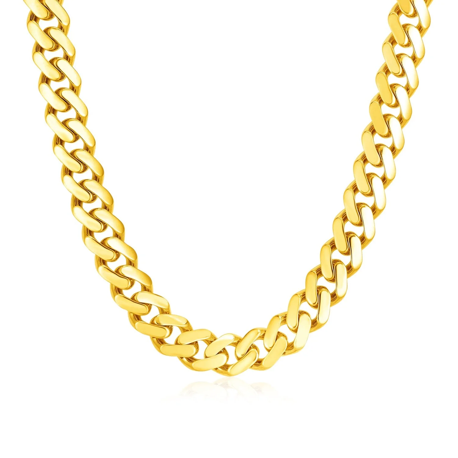 14k Yellow Gold Polished Miami Cuban Chain Necklace - Image 4