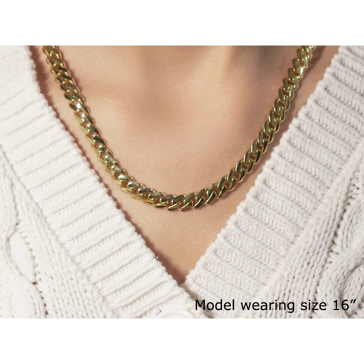 14k Yellow Gold Polished Miami Cuban Chain Necklace - Image 3